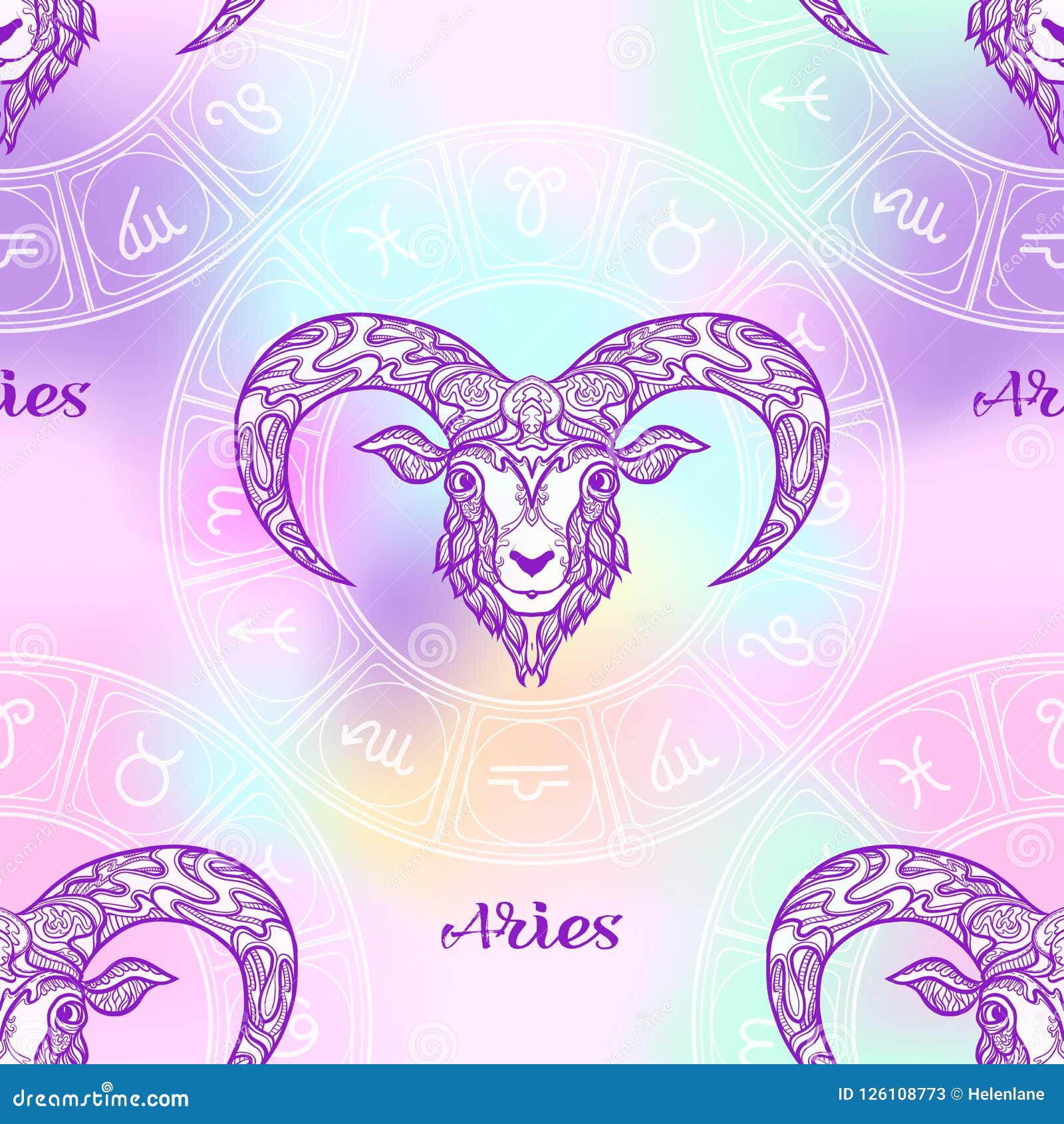 Seamless Pattern with Symbols of a Horoscope, Signs of the Zodiac Stock ...