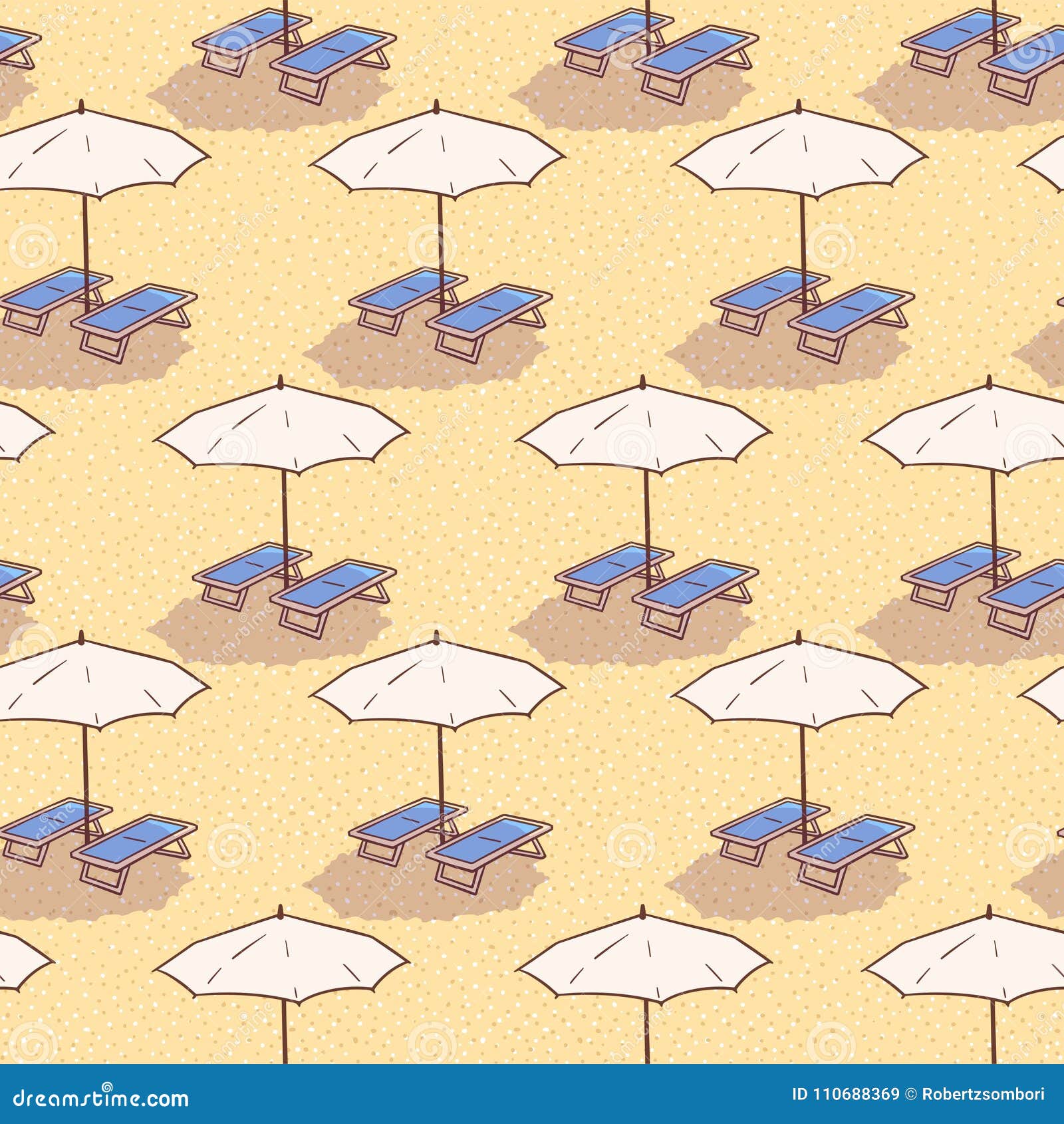 Seamless Pattern, Background, Texture Of Sand Beach With Umbrellas
