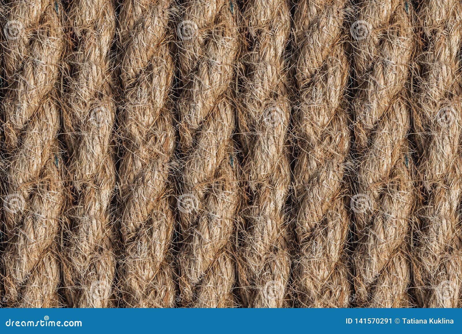 Seamless Pattern Texture of Yellow Natural Flax Rope Stock Image