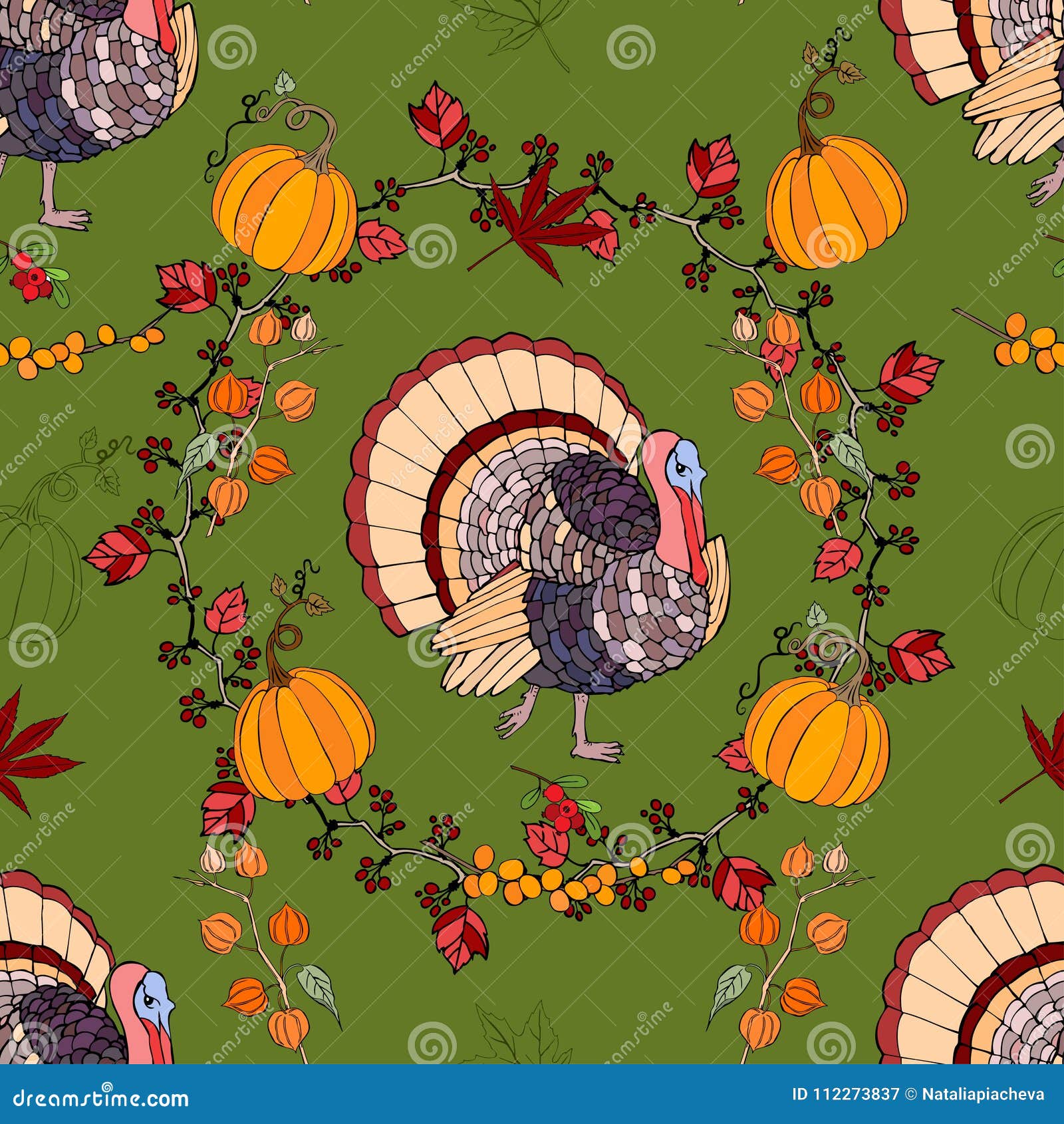 Seamless Pattern with Thanksgiving Decoration Stock Vector ...