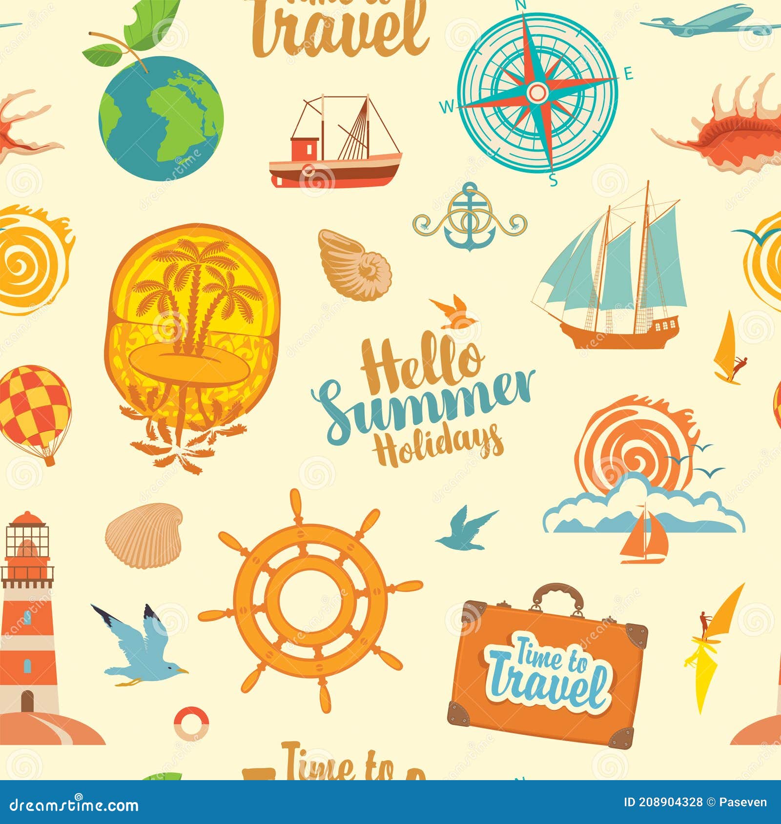 seamless pattern on the theme of summer holidays