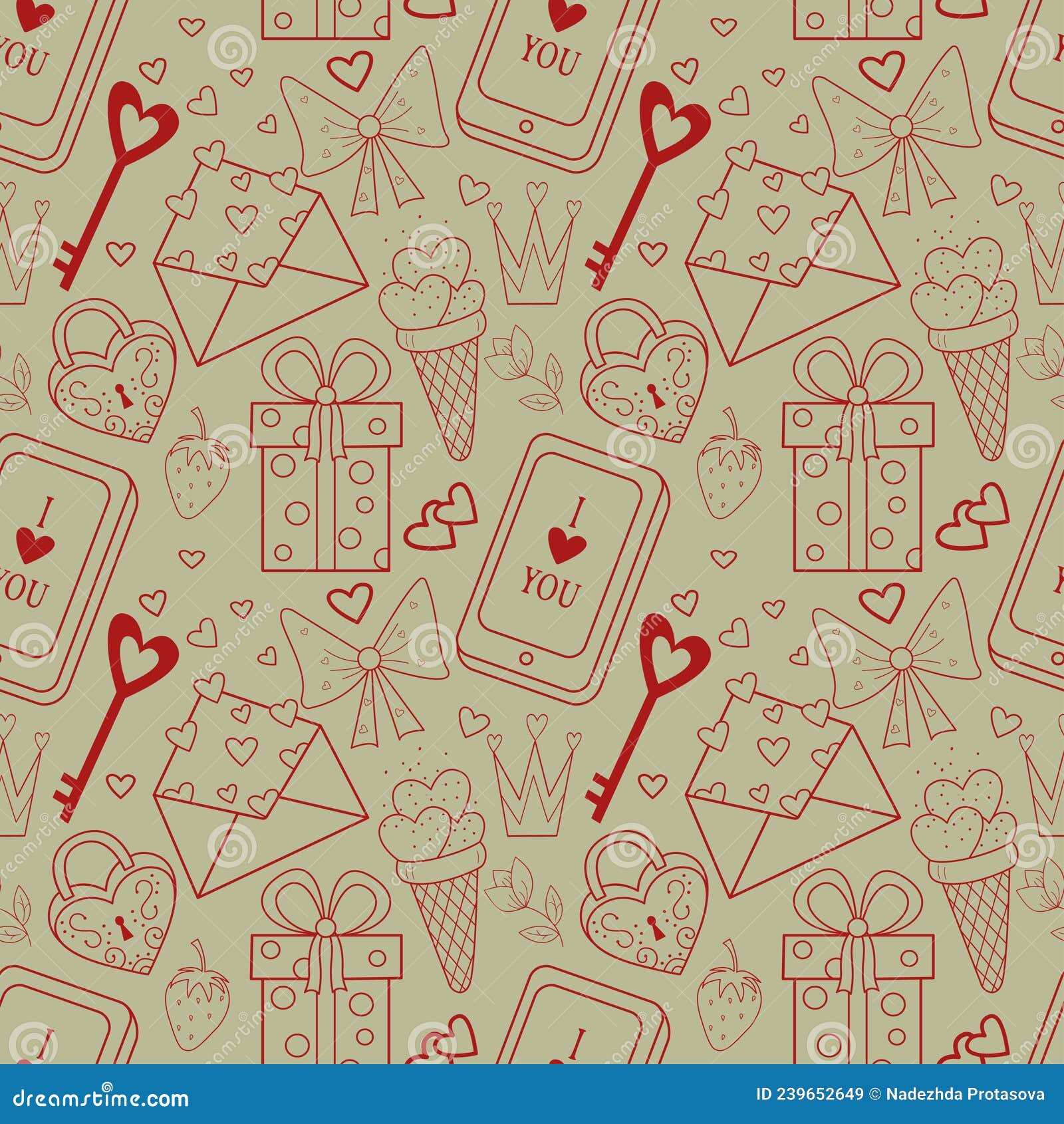 Seamless Pattern on the Theme of Valentine is Day Stock Vector