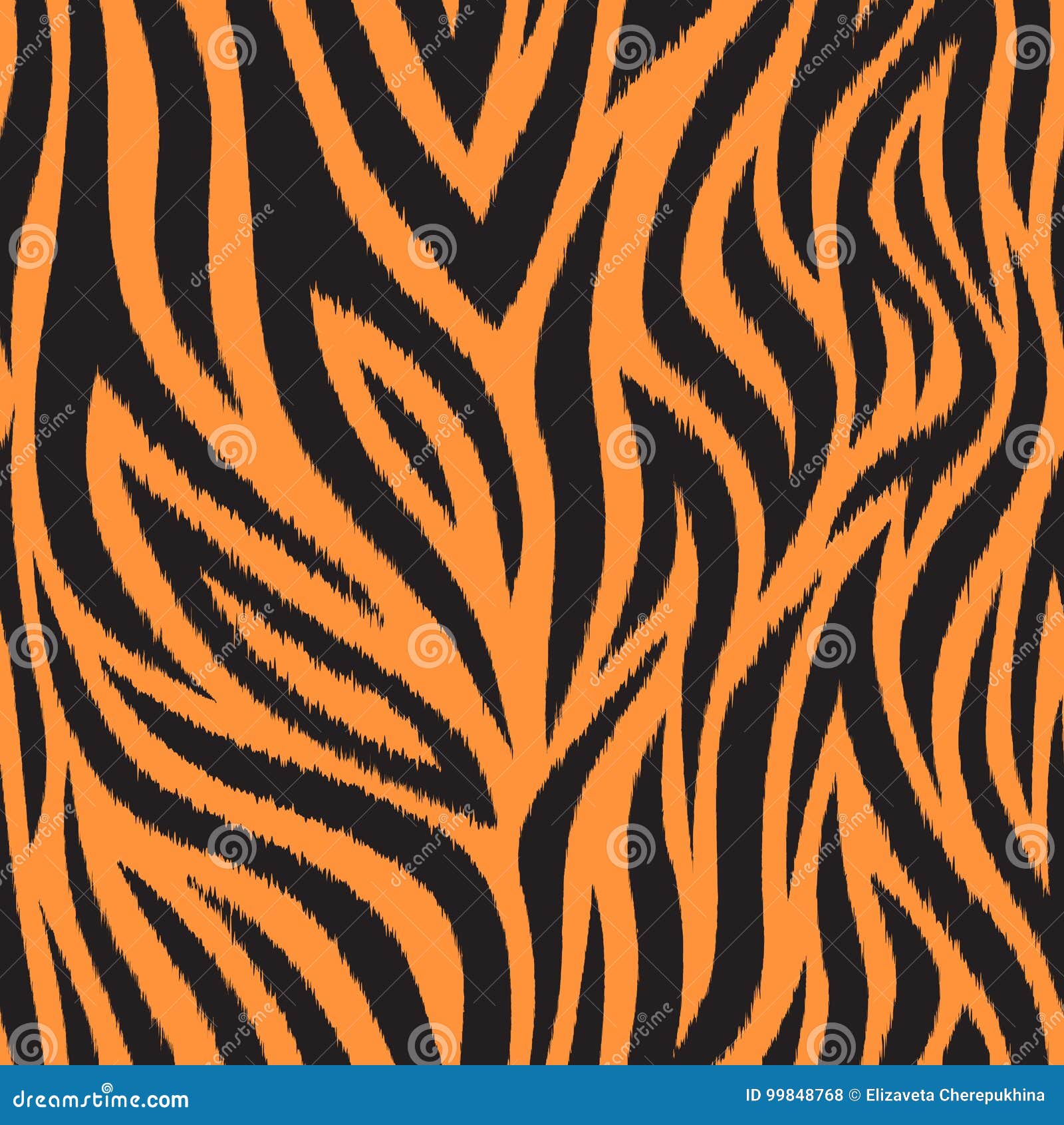 Seamless Pattern with Tiger Skin. Black and Orange Tiger Stripes ...