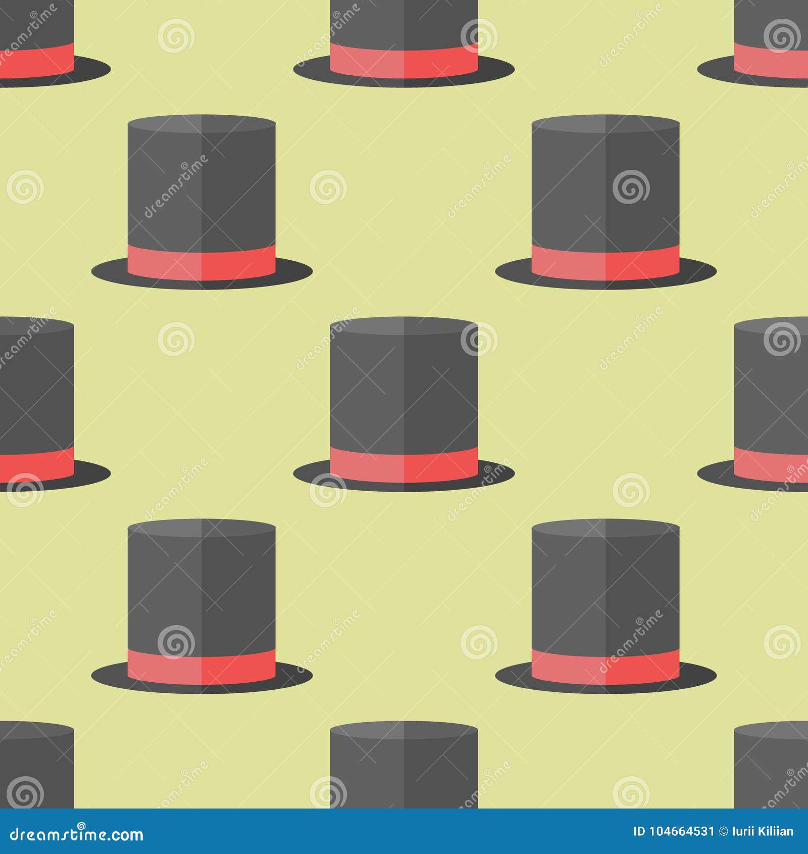 Seamless Pattern with Top Hat Stock Vector - Illustration of magic ...