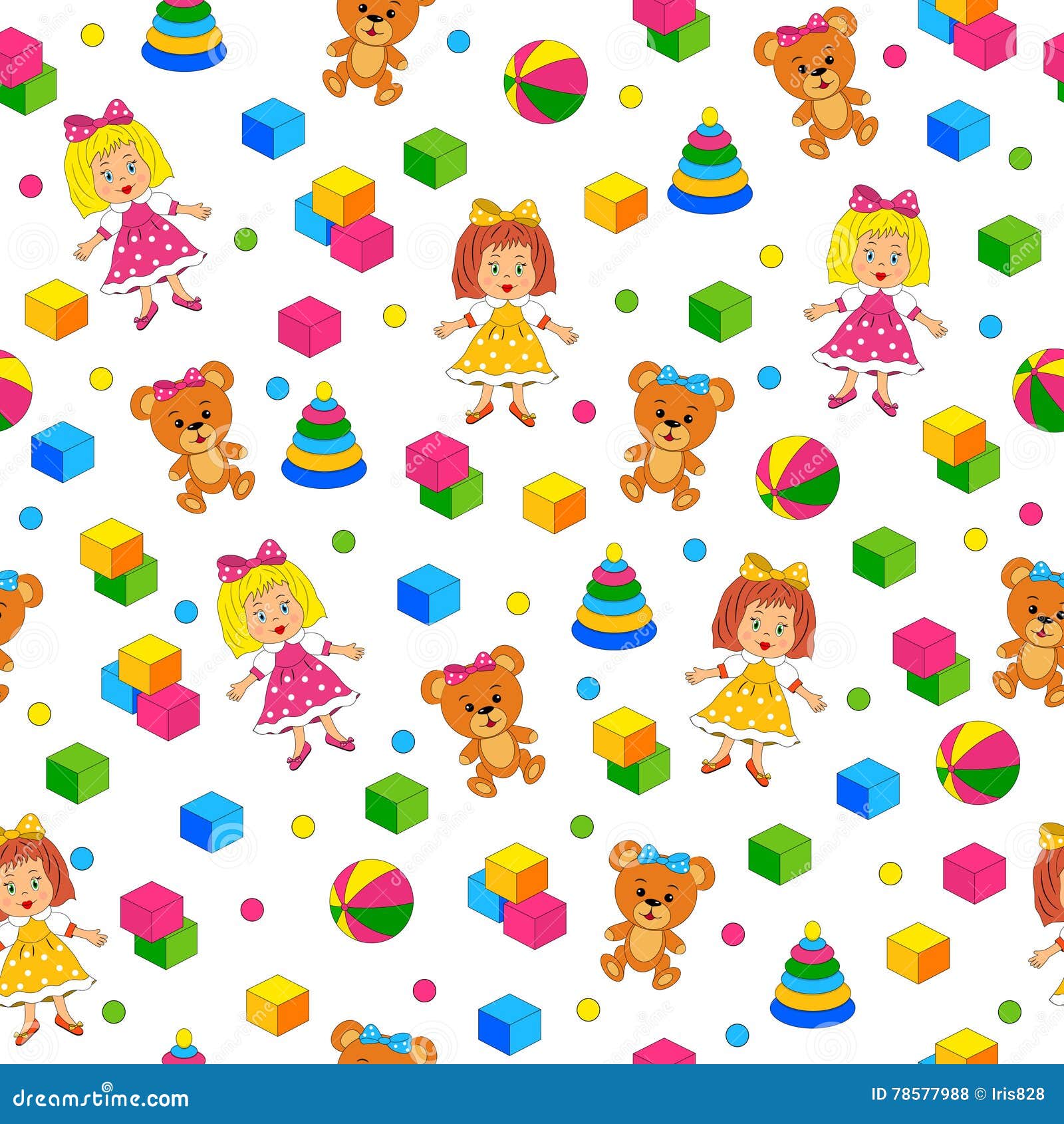 Seamless,pattern With Toys On A White Background Stock Vector