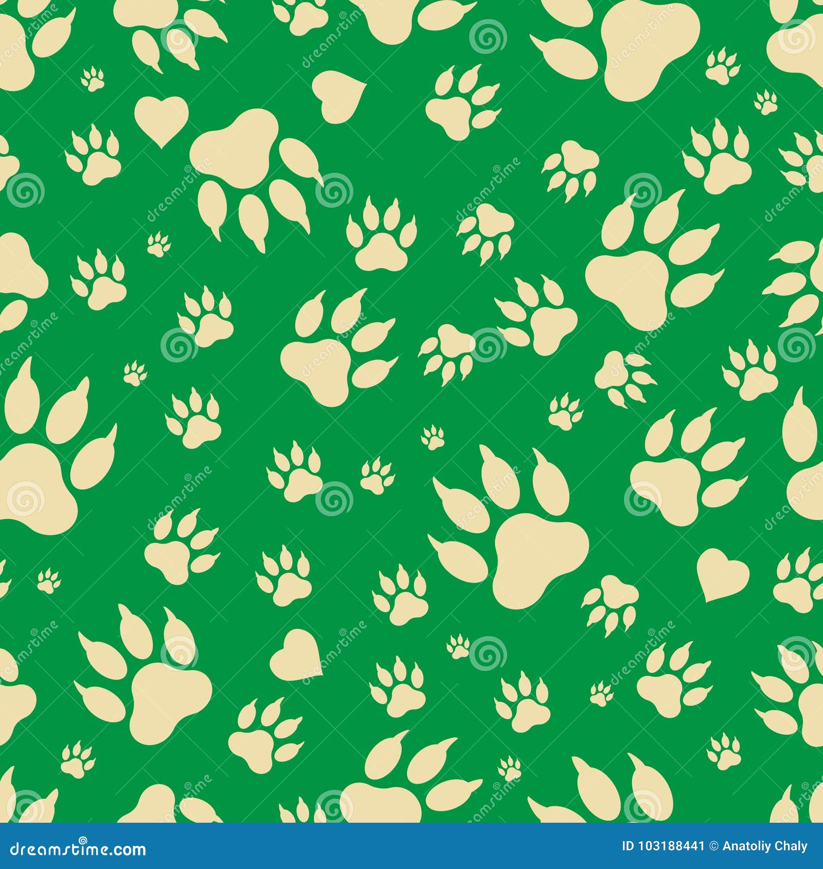 seamless pattern of traces of dog`s paws.