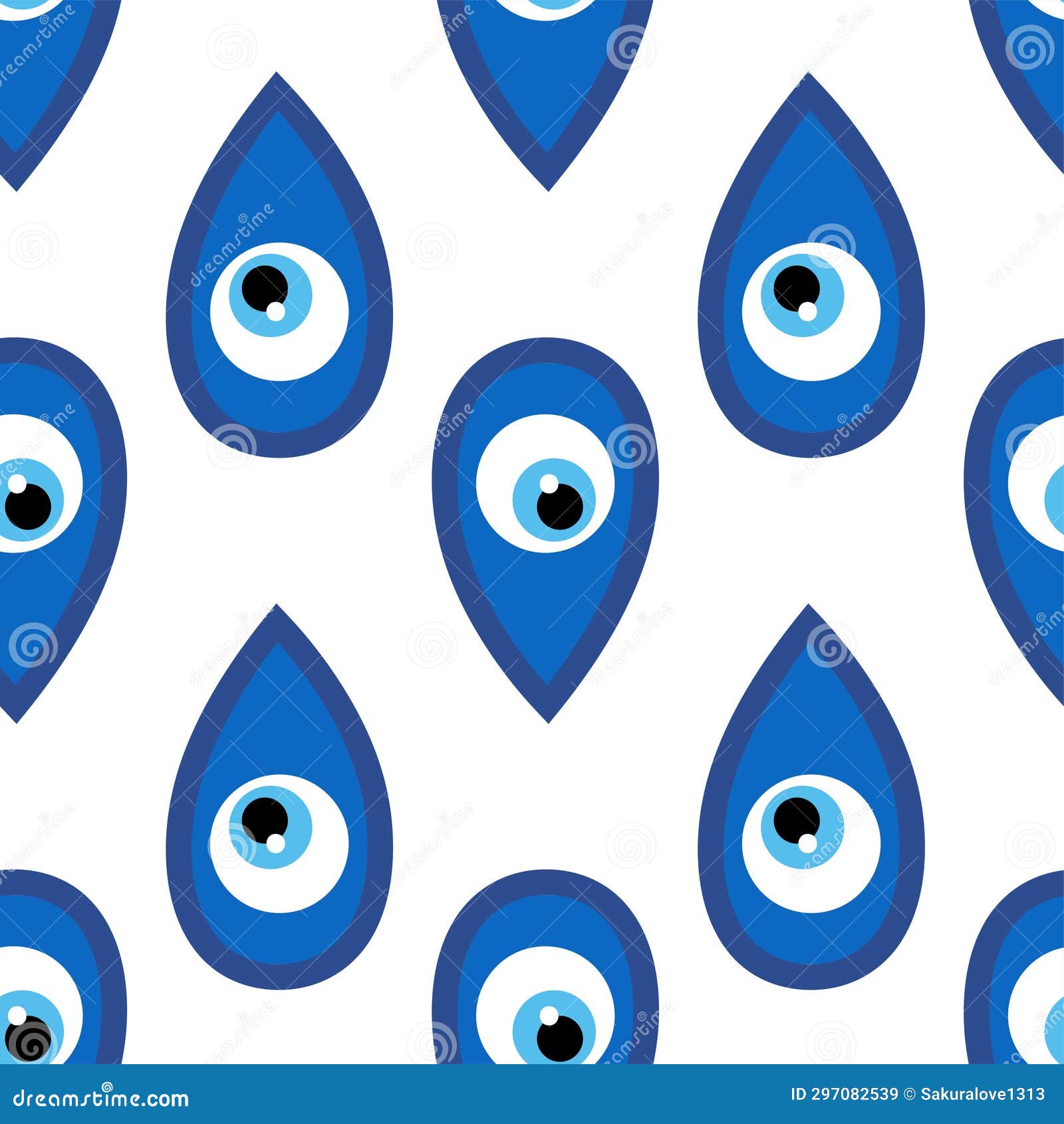 Seamless Pattern with Turkish Evil Eye Bead. Good Luck. Turkish Tile