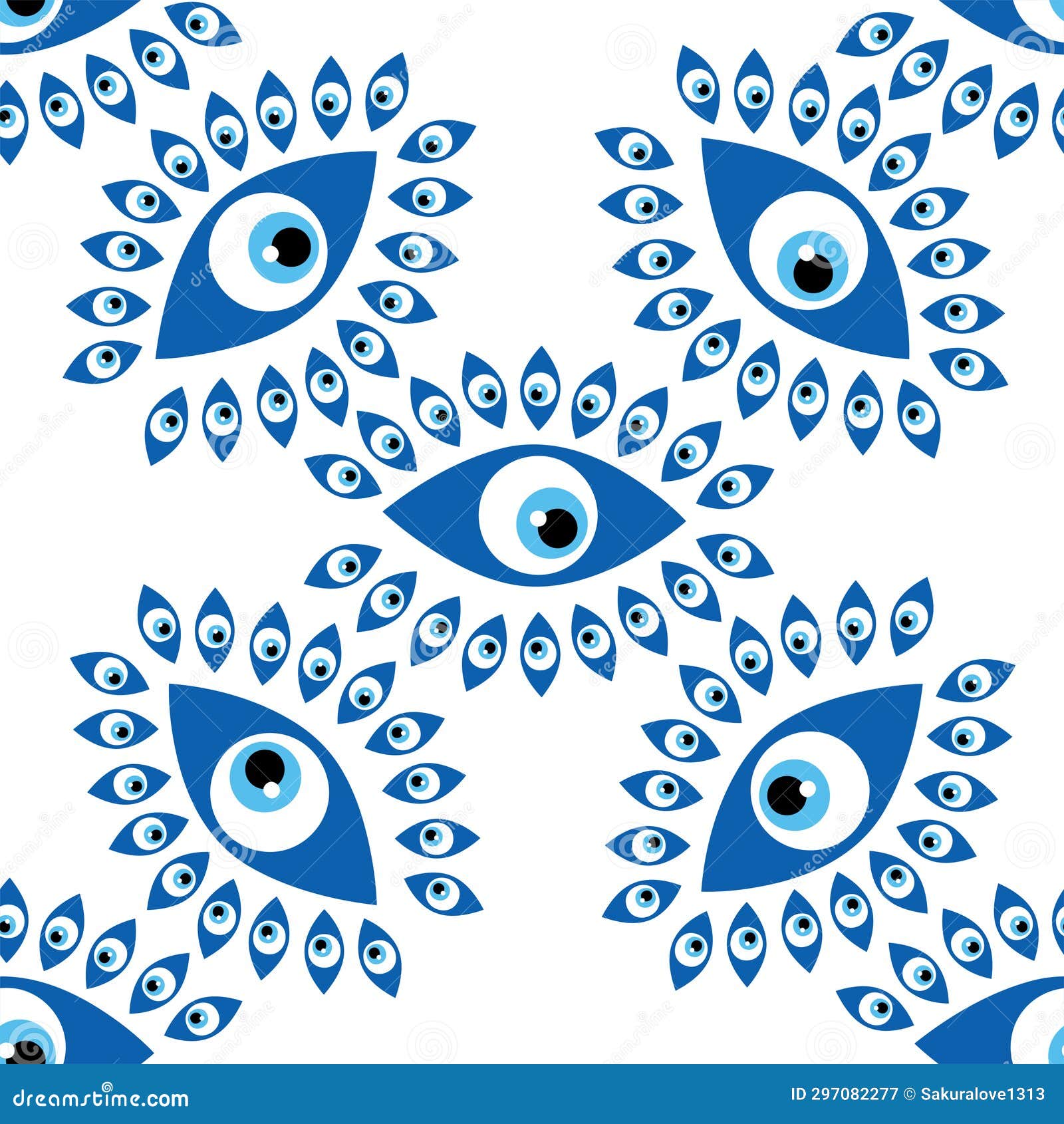 Seamless Pattern with Turkish Evil Eye Bead. Good Luck. Turkish Tile
