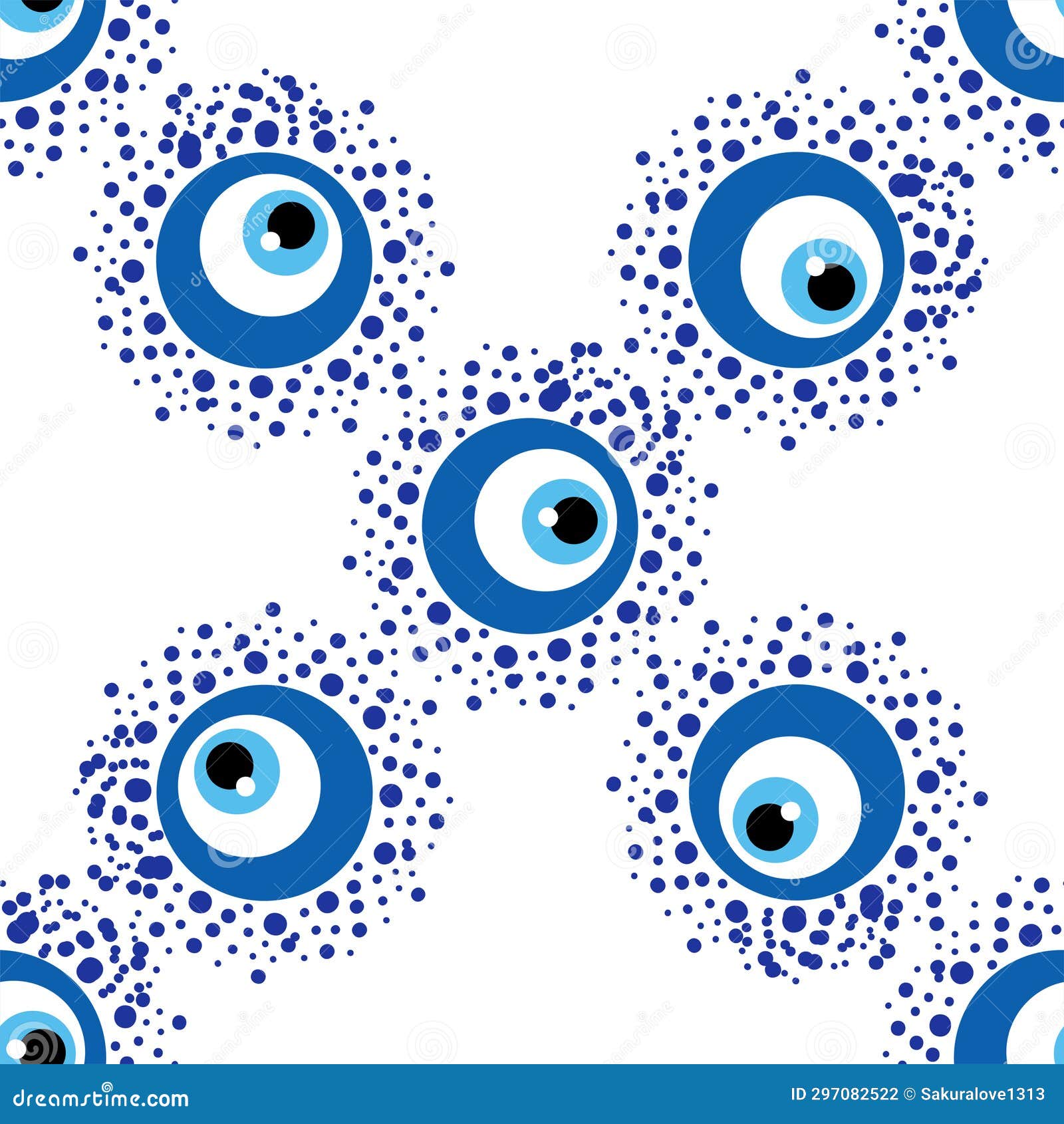 Seamless Pattern with Turkish Evil Eye Bead. Good Luck. Turkish Tile