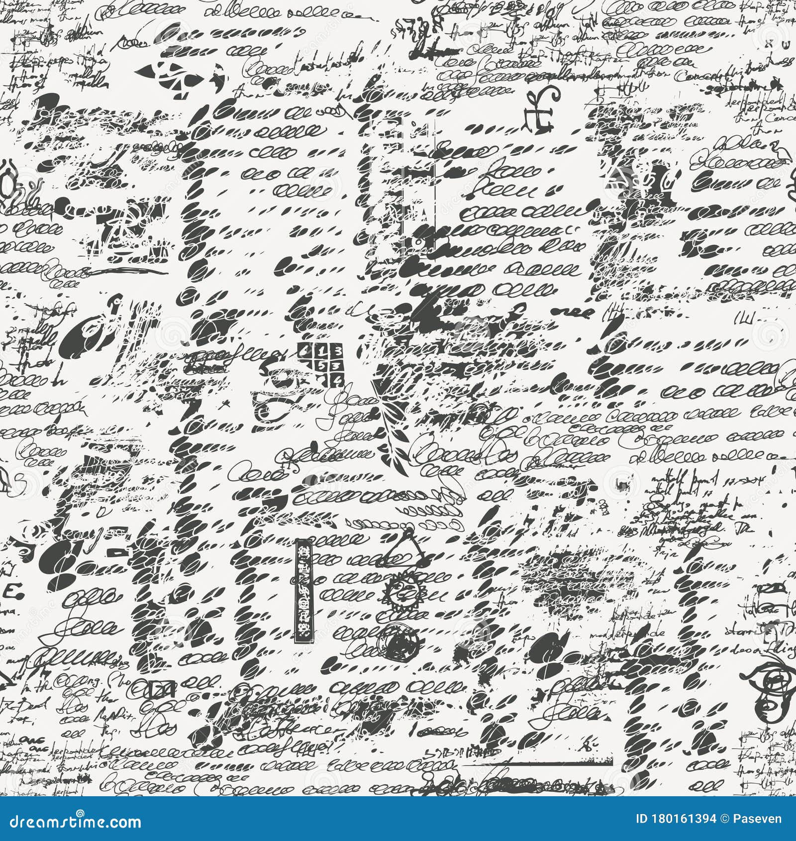seamless pattern with unreadable handwritten notes