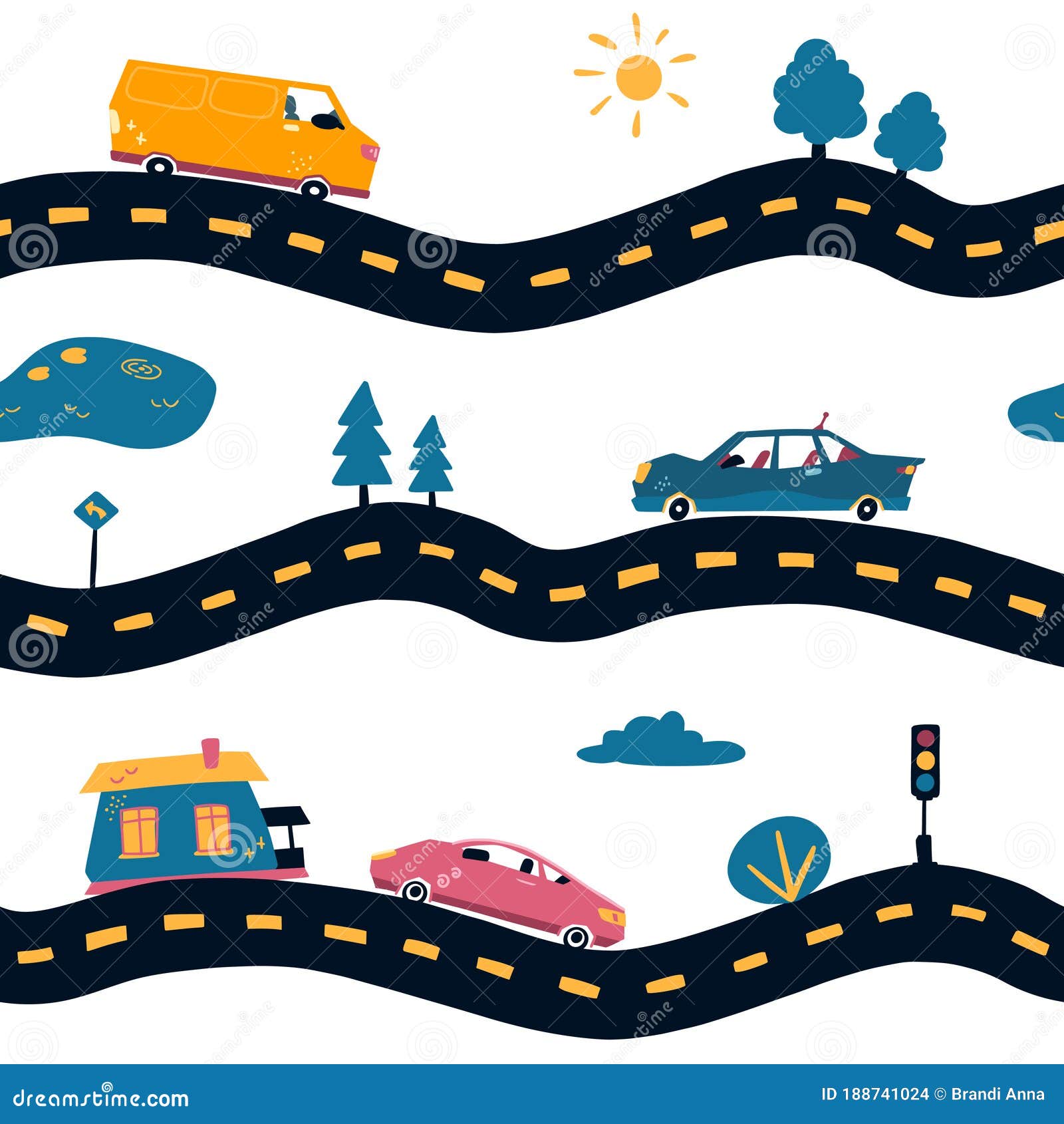 Seamless Pattern of Urban Vehicles. Cartoon Transportation Background for  Kids. Doodle Children Toy Cars Illustration. Vector Stock Vector -  Illustration of cute, nursery: 188741024