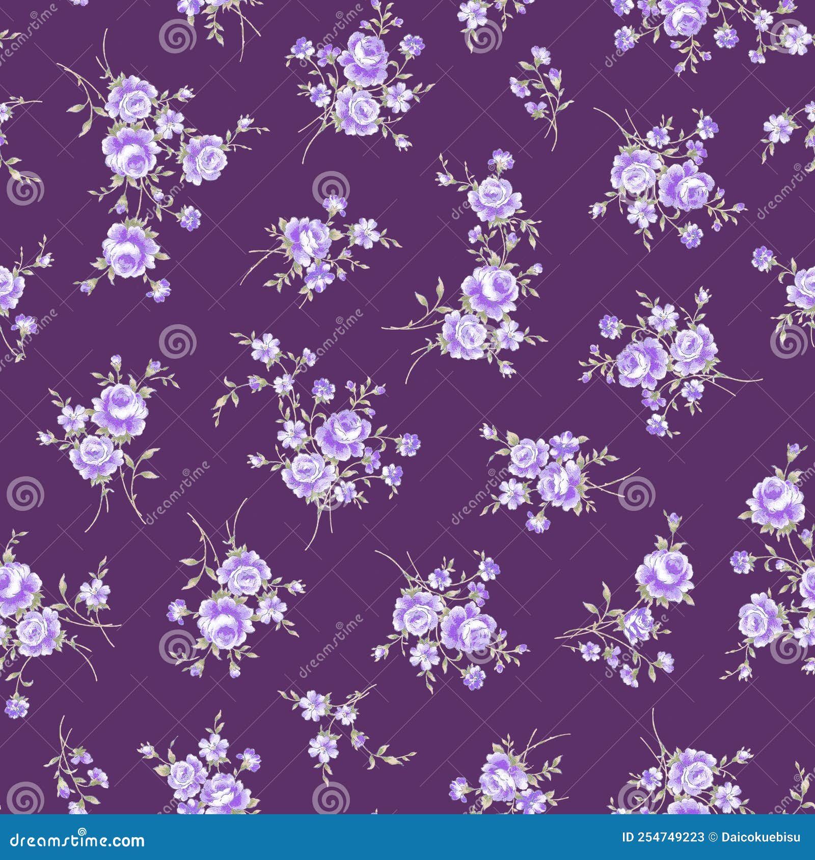 Seamless Pattern Using Handdrawn Rose Material, Stock Illustration