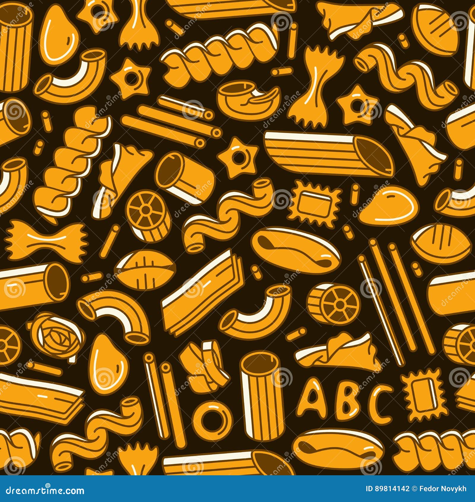 Seamless Pattern with Varieties of Pasta Stock Vector Illustration of