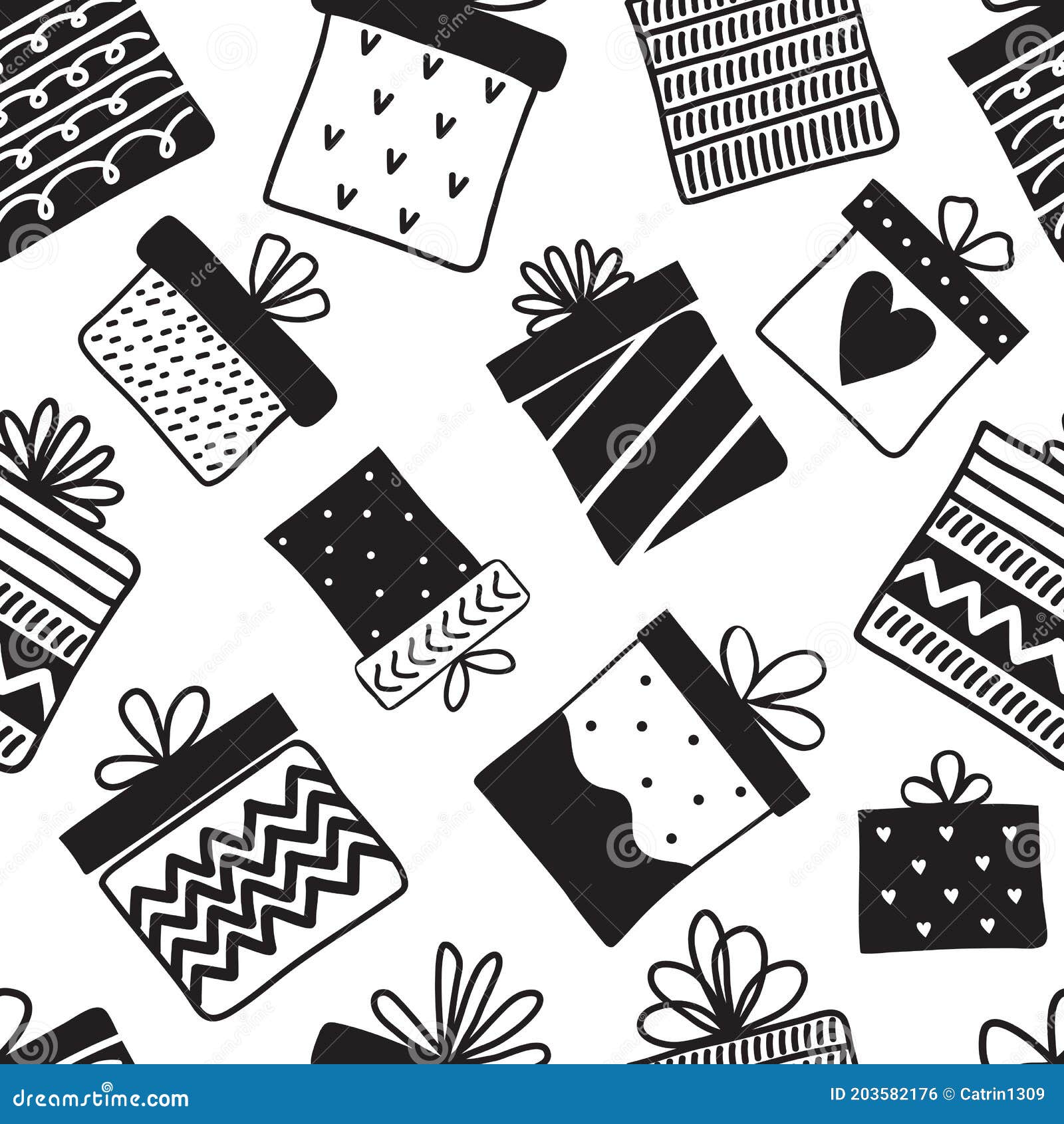 Scandi Christmas wrapping ideas. Black and white wrapping paper. A