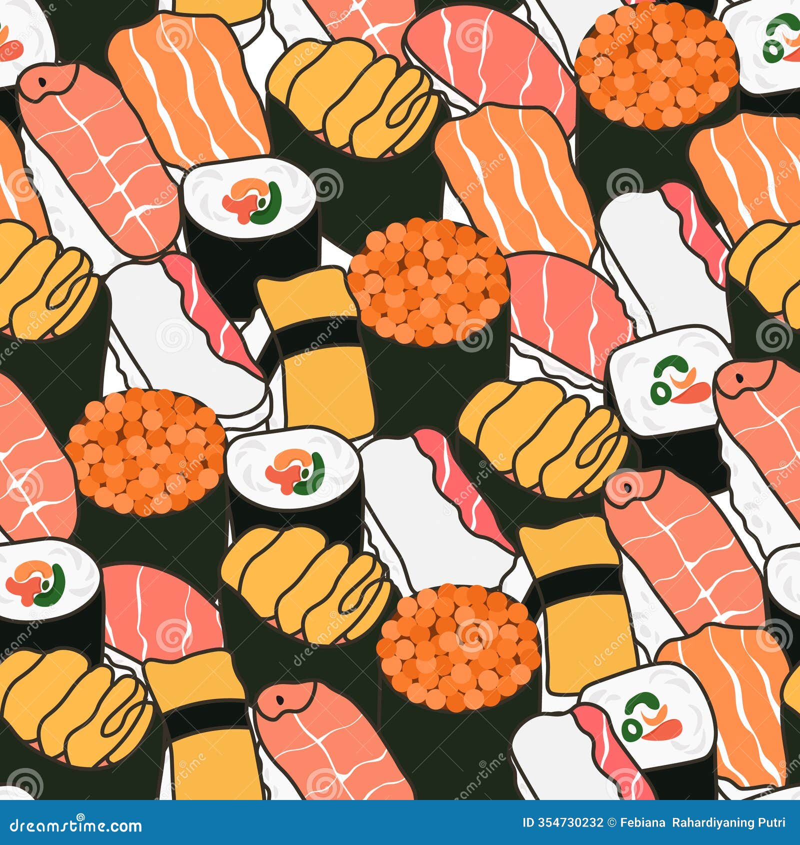 seamless pattern of  sushi japanese food 