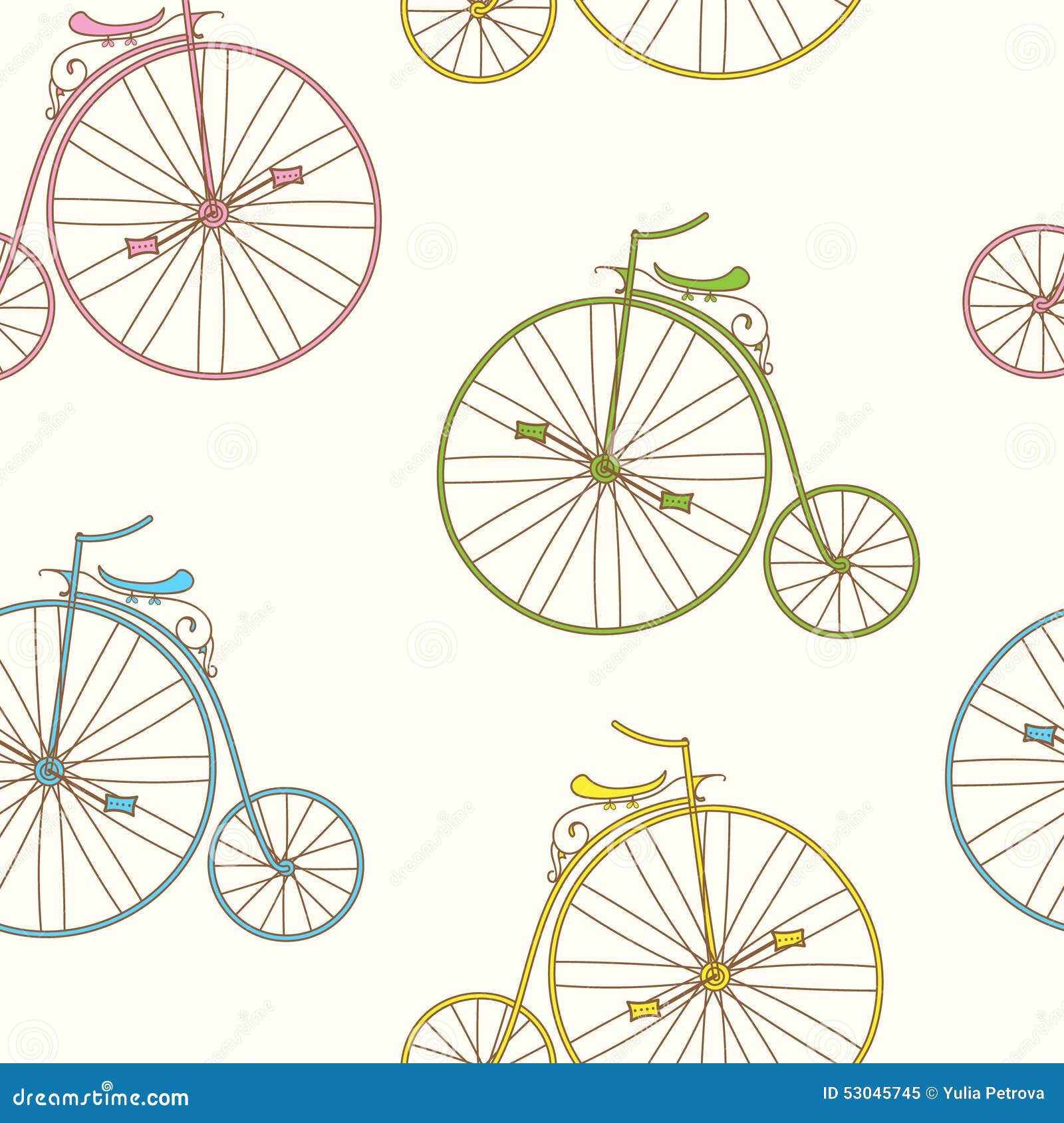 Seamless Pattern Vintage Bicycles. Stock Illustration - Illustration of ...