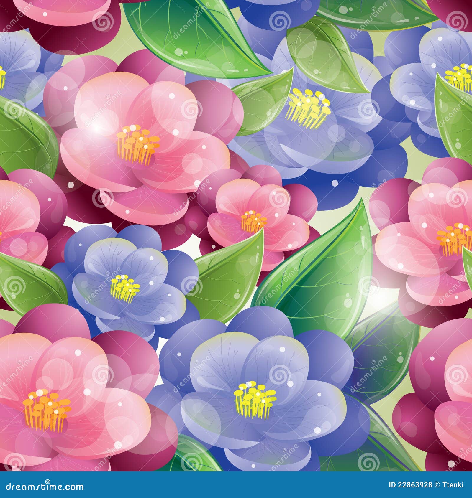 Seamless Pattern - Violet Flowers Stock Vector - Illustration of design