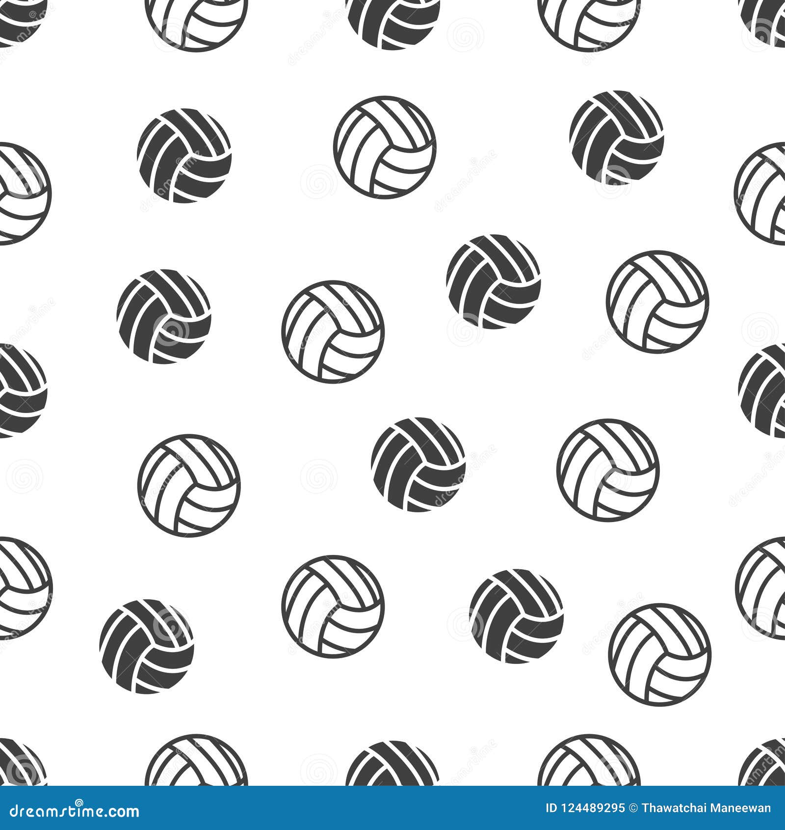 Seamless Pattern with Volleyball on White Background Stock Illustration ...