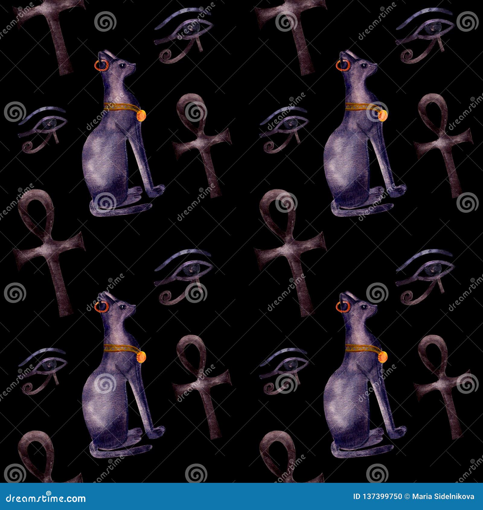 Bastet Egyptian God Character Isolated Icon Vector Illustration