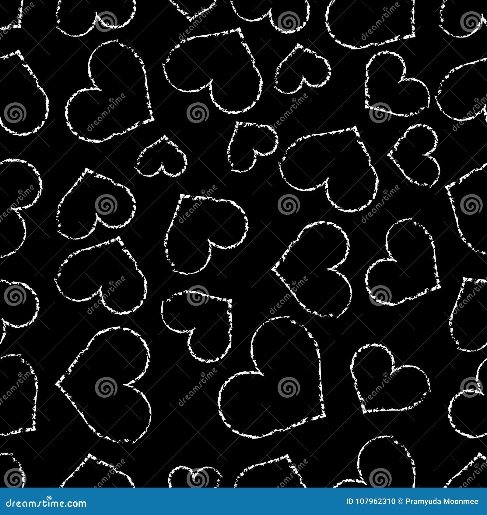 Seamless Pattern Of Watercolor Hearts Stock Illustration