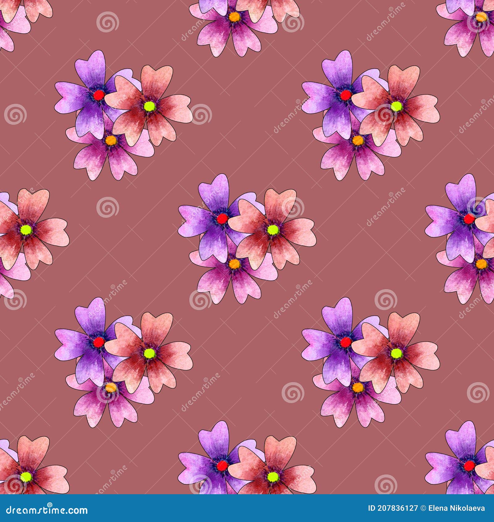 seamless pattern with watercolor simple flowers.romantic and feminine spring-summer print