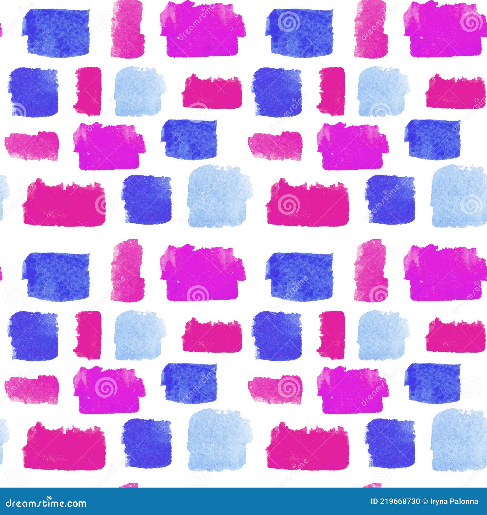 Seamless Pattern with Watercolor Swatches Purple and Blue Stock