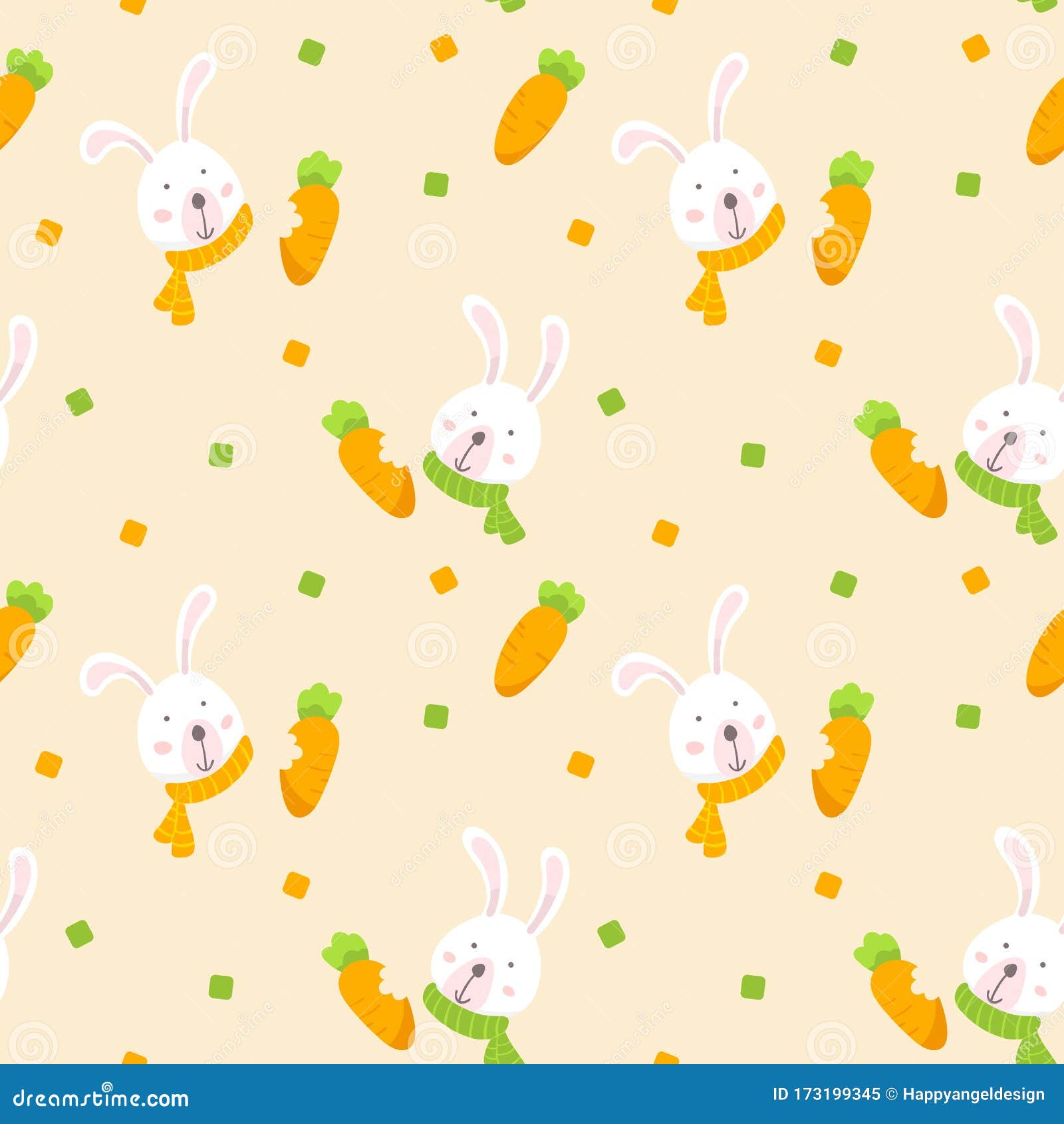 Seamless Pattern with White Rabbit and Carrot. Cute Cartoon Bunny Wallpaper  Background Stock Vector - Illustration of cuisine, bunny: 173199345