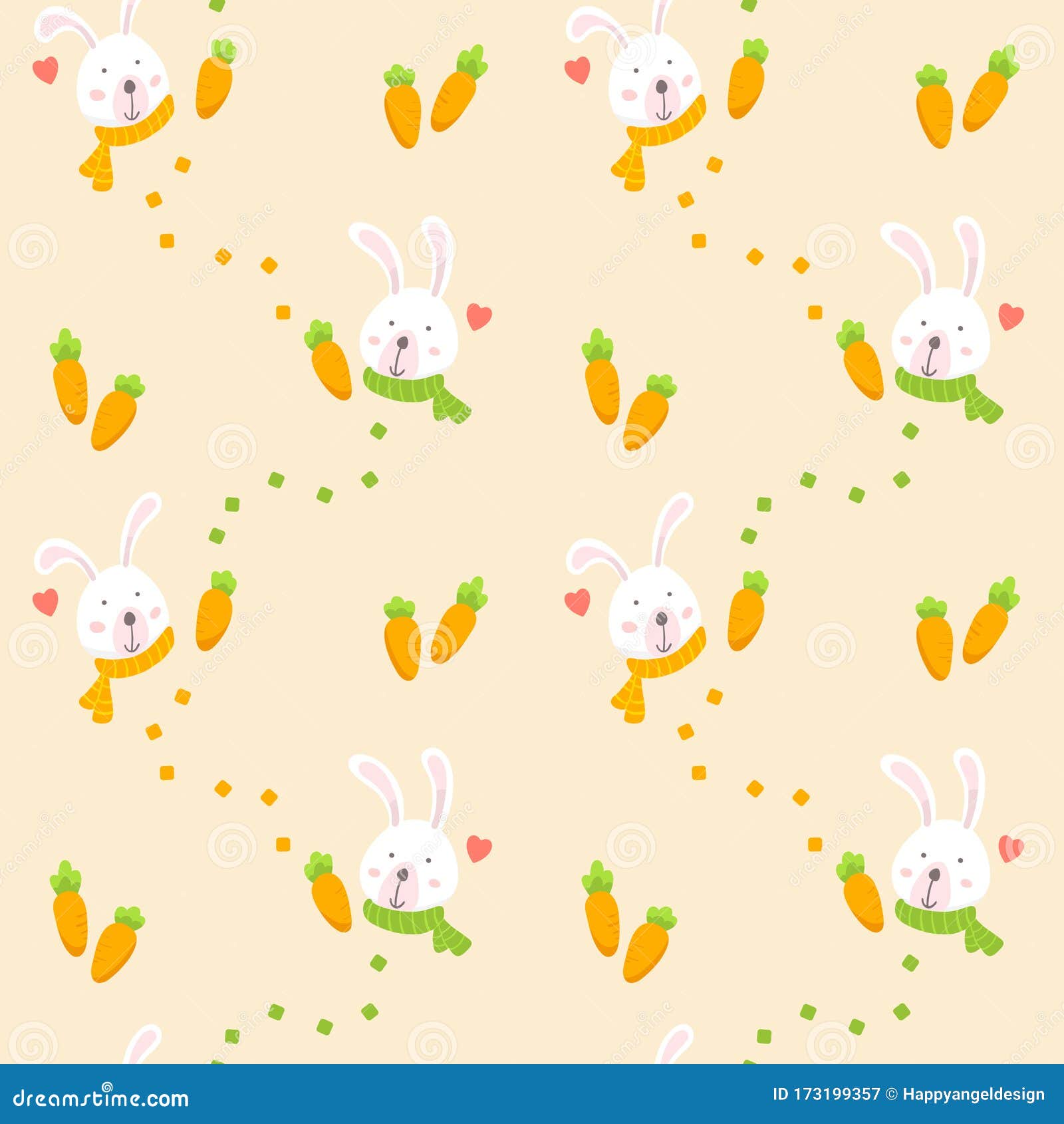 Seamless Pattern with White Rabbit and Carrot. Cute Cartoon Bunny Wallpaper  Background Stock Vector - Illustration of love, fresh: 173199357