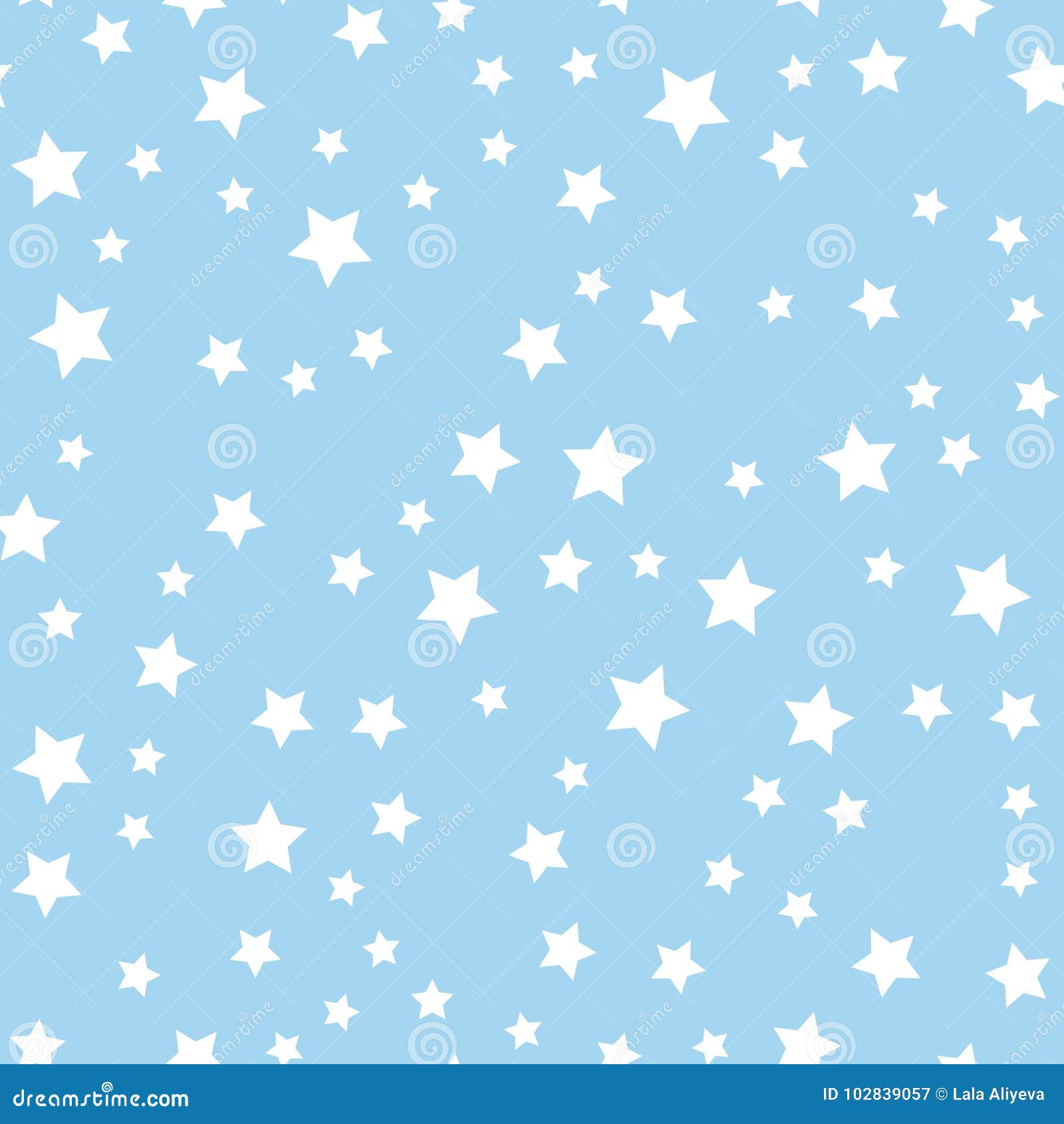 Seamless Pattern with White Stars on Blue Background. Vector