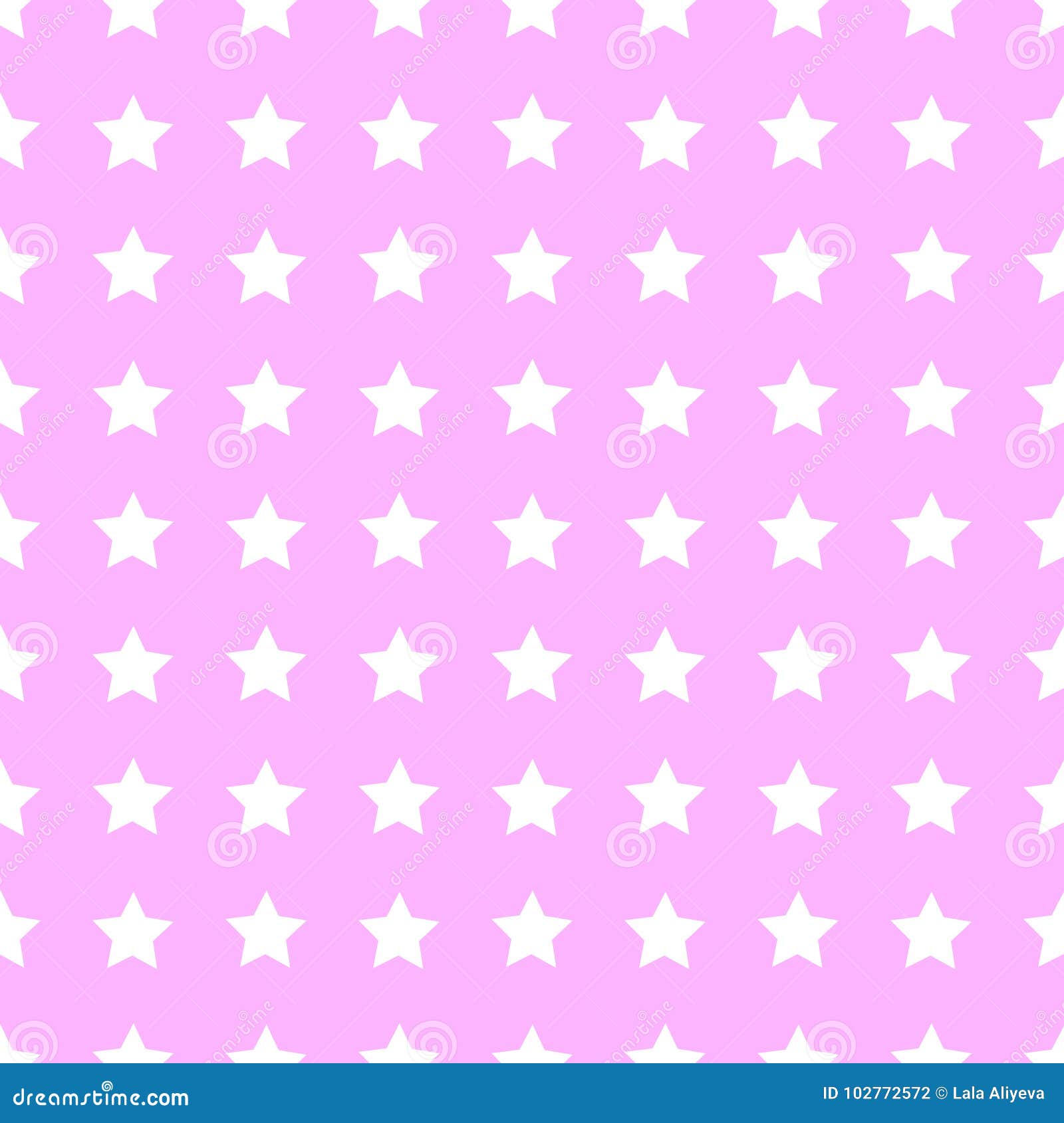 Seamless Pattern with White Stars on Pink Background. Vector Stock