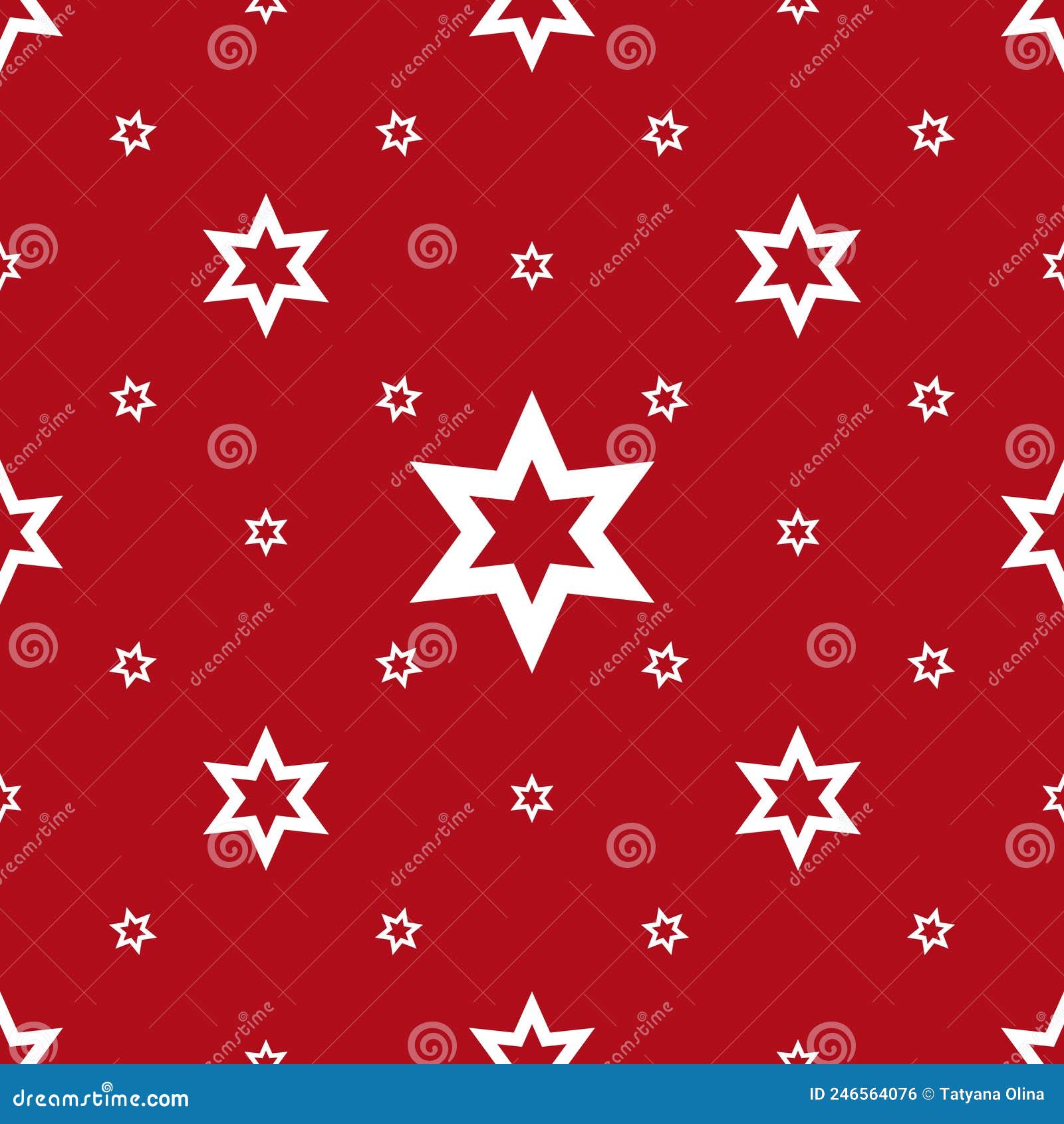 Seamless Pattern of White Stars on a Red Background Stock Vector