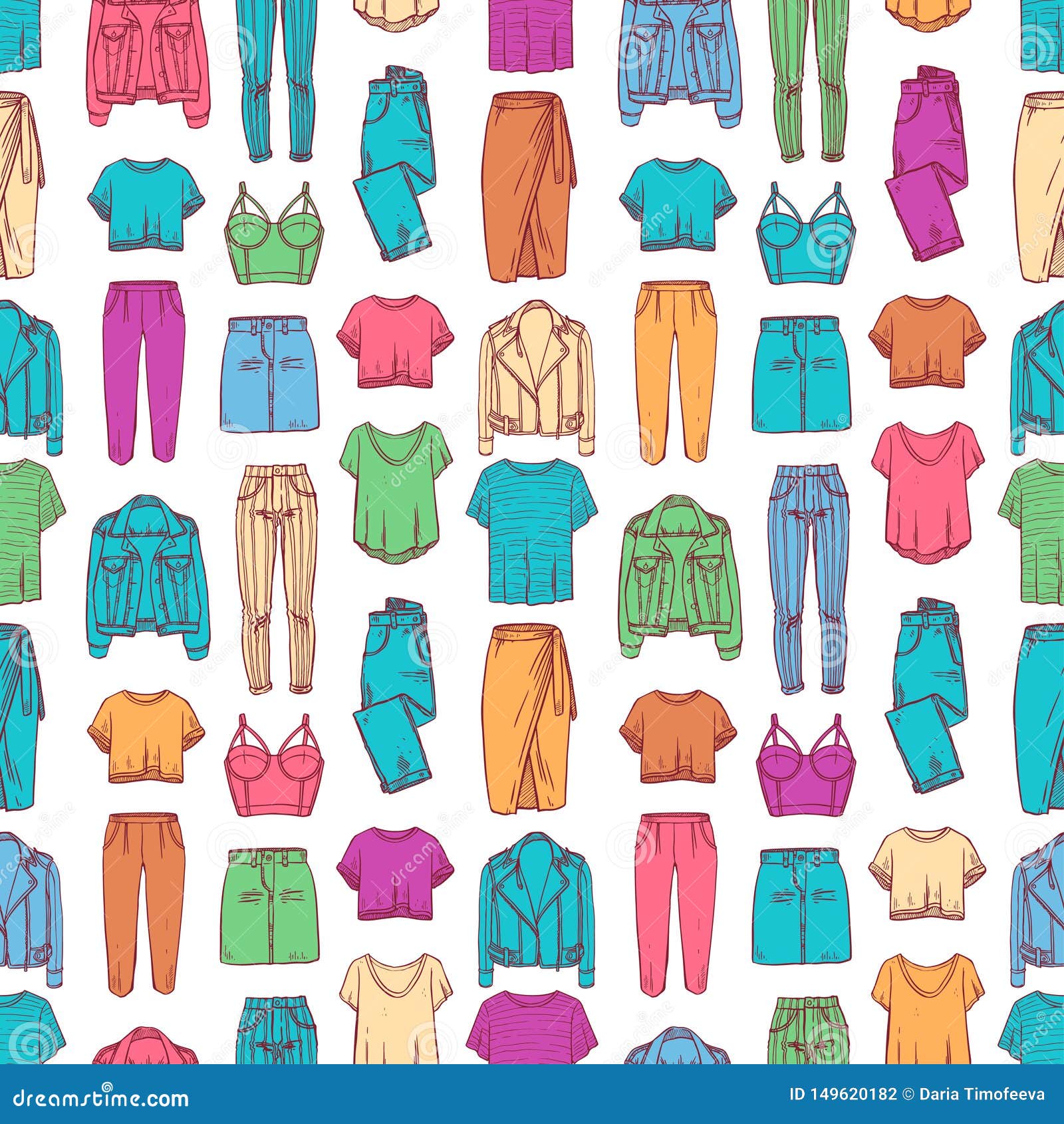 Seamless Pattern of Women`s Clothing Stock Vector - Illustration of ...