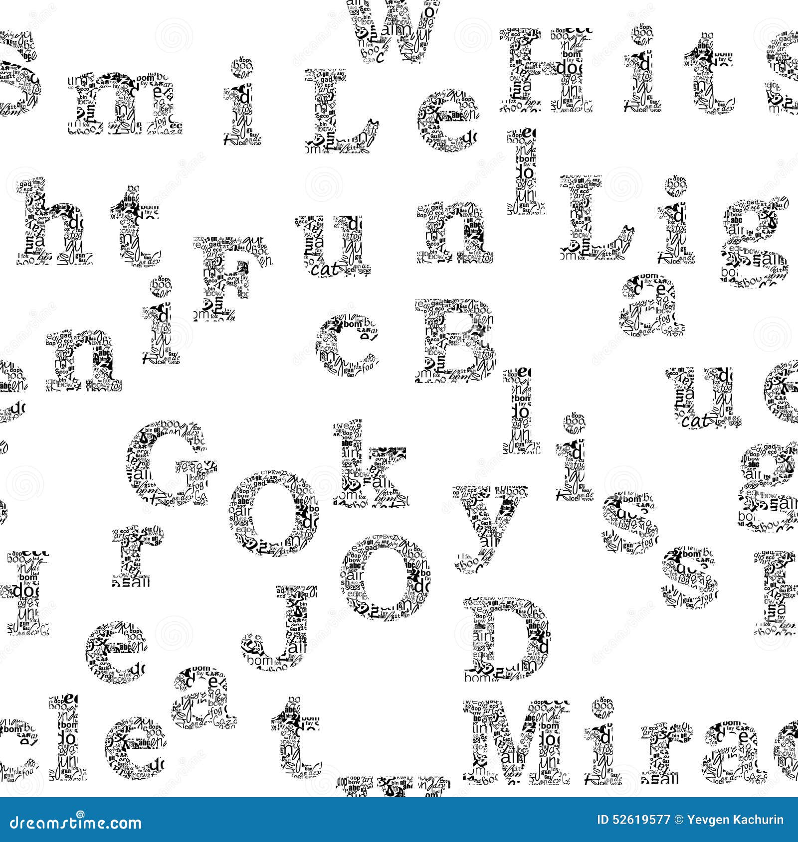 Seamless Pattern of Words and Letters Stock Vector Illustration of