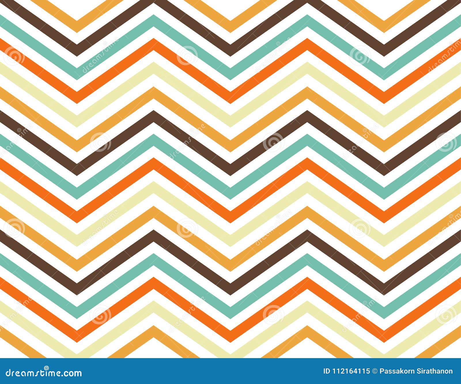 Seamless Pattern with Zigzag Lines, Vintage Color on White Background Stock Illustration
