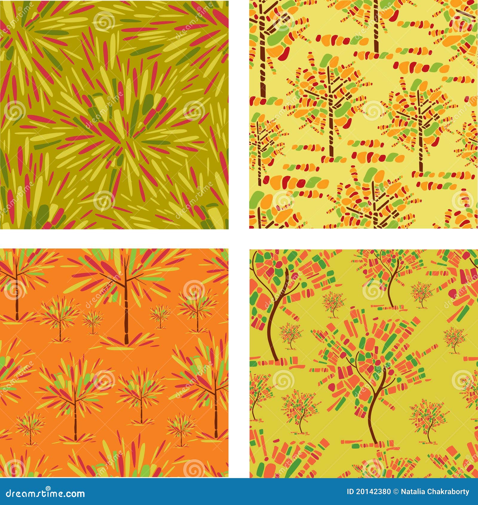 Seamless Patterns with Decorative Tree from Mosaic Stock Vector ...