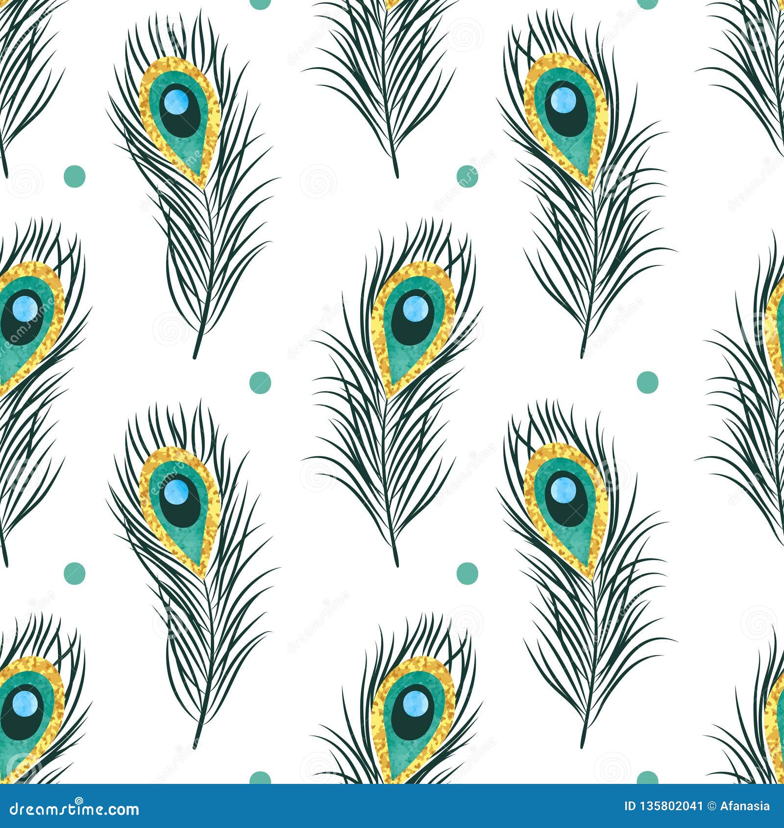 Seamless Peacock Feathers Pattern. Vector Background Stock ...