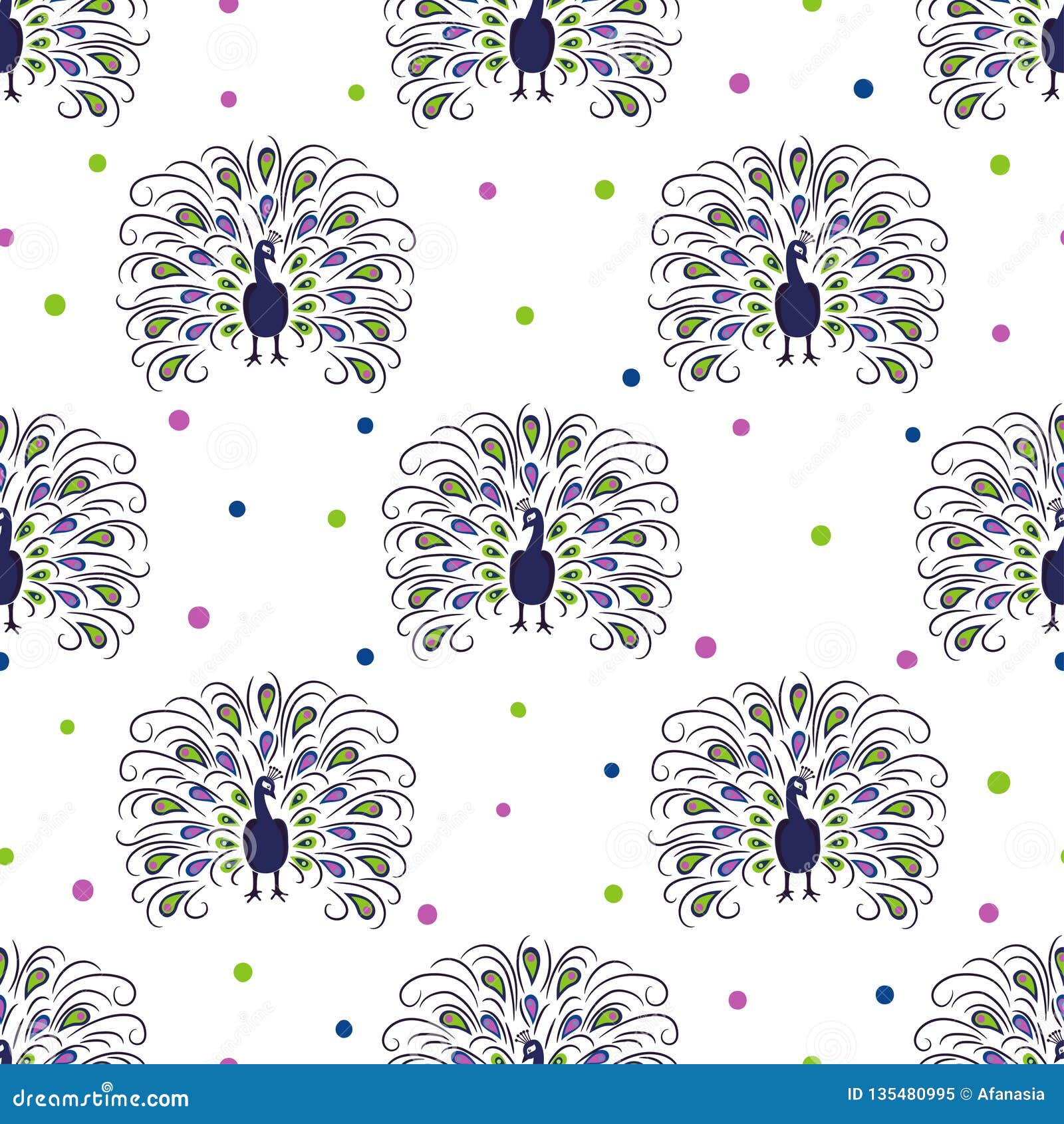 seamless peacock pattern.  background with beautiful birds