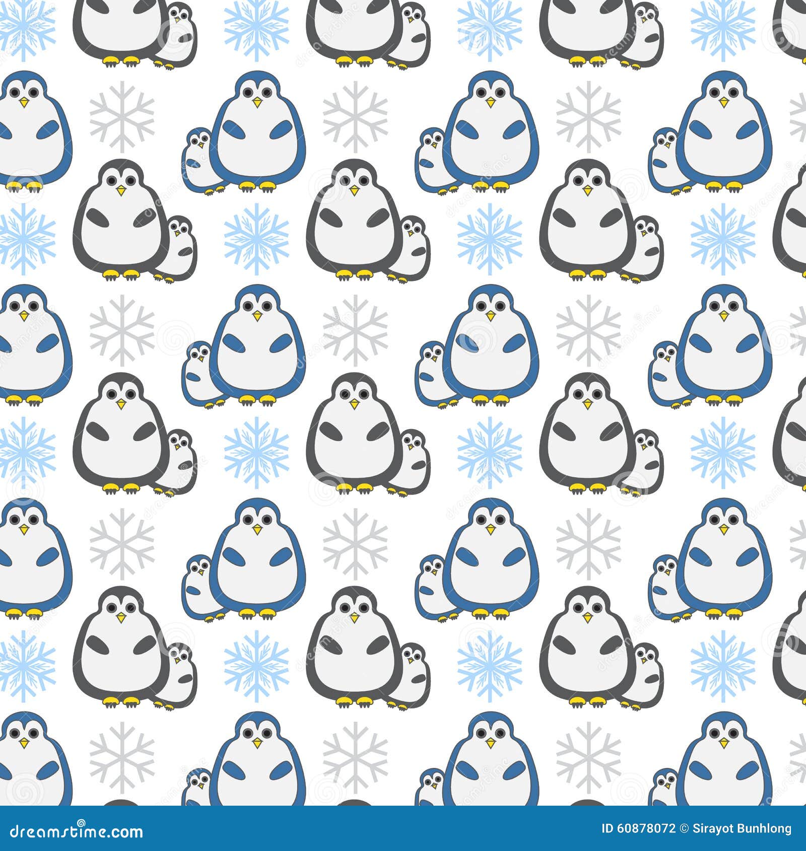 Seamless Penguin and Snowflake Pattern Stock Vector - Illustration of ...