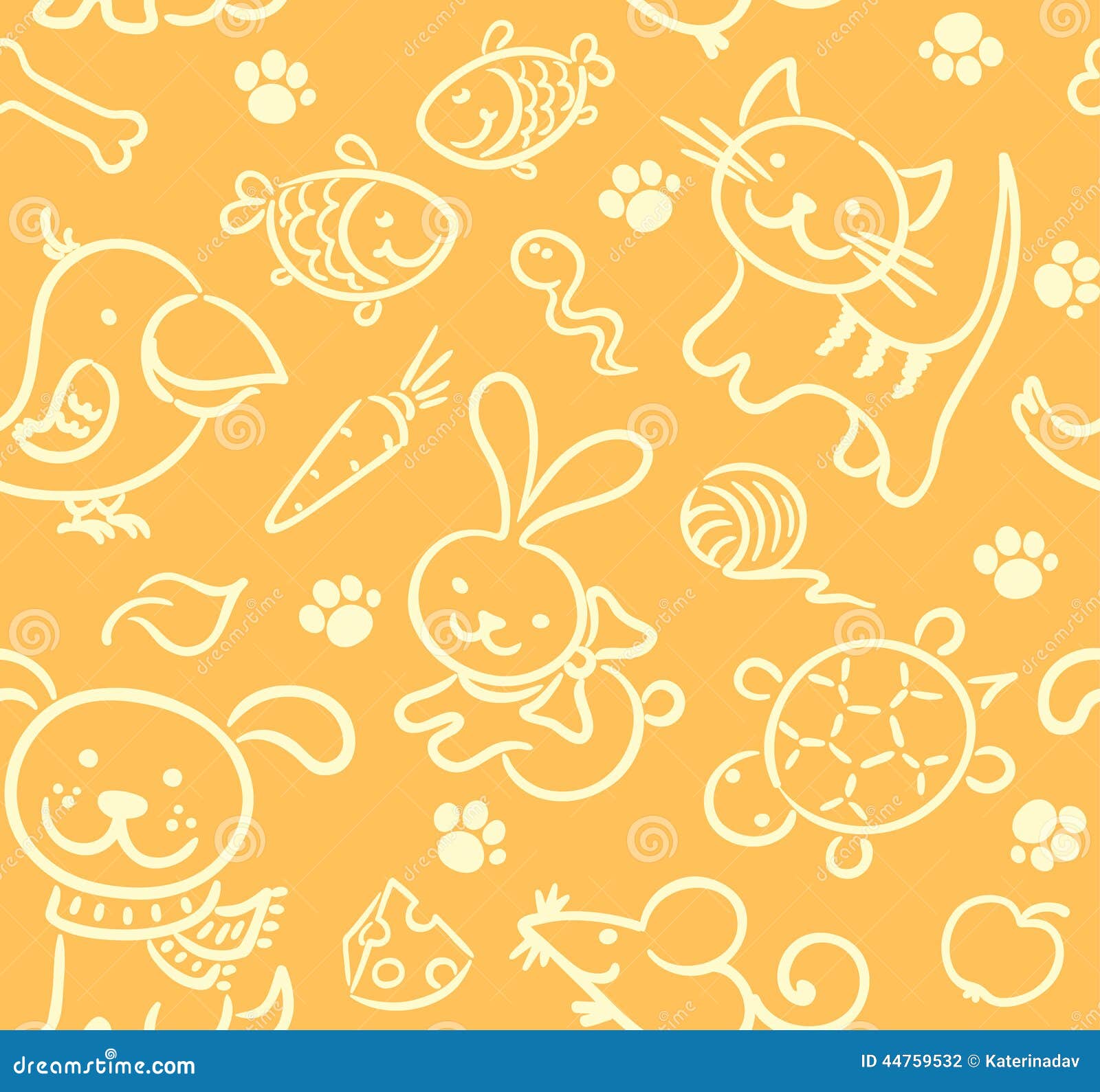 Seamless pets pattern stock vector. Illustration of drawing - 44759532