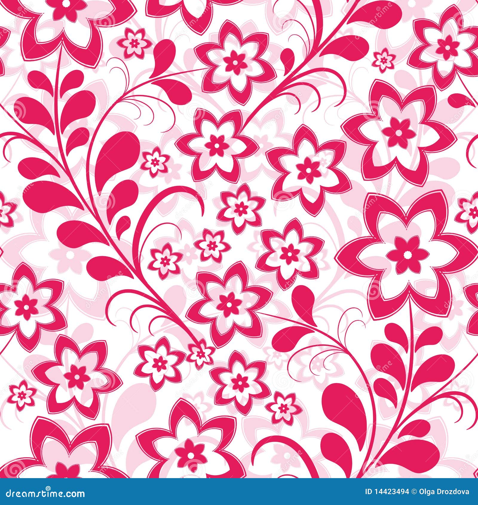 Seamless Pink Floral Pattern Stock Vector - Illustration of lilas ...
