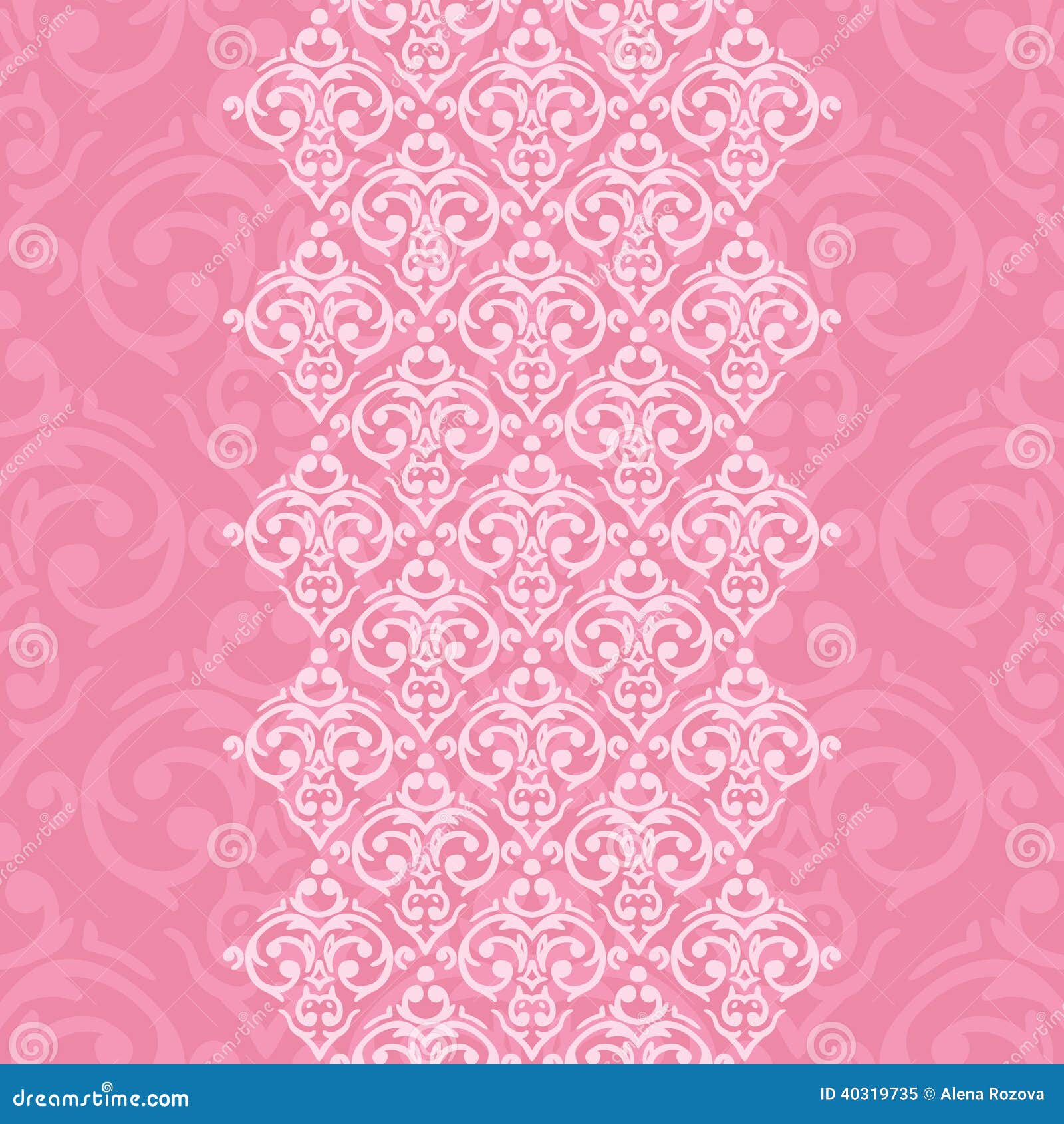 Seamless Pink Frame in Damask Baroque Style Stock Vector Illustration