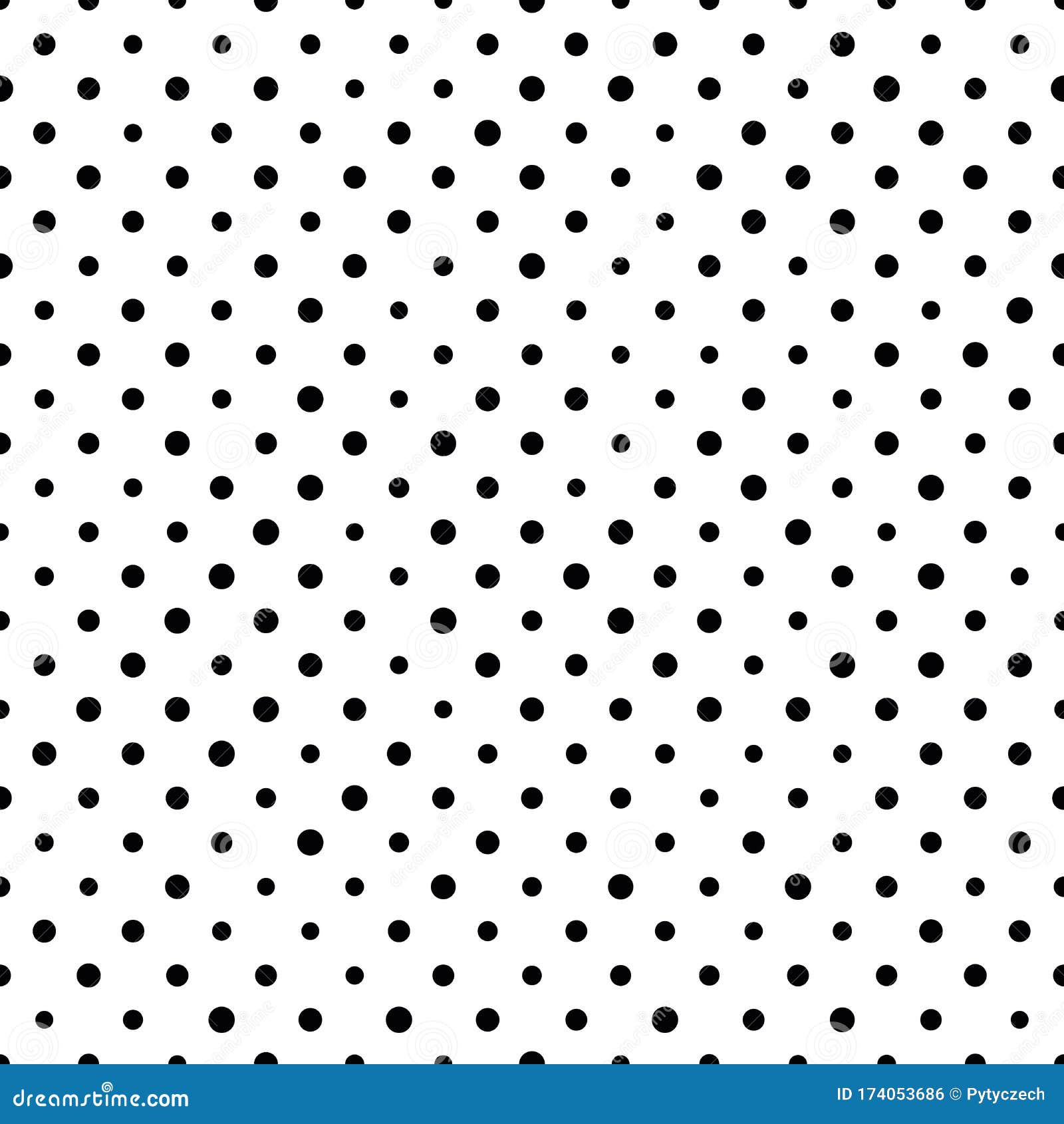 Seamless Polka Dot Pattern. Black Dots in Random Sizes on White
