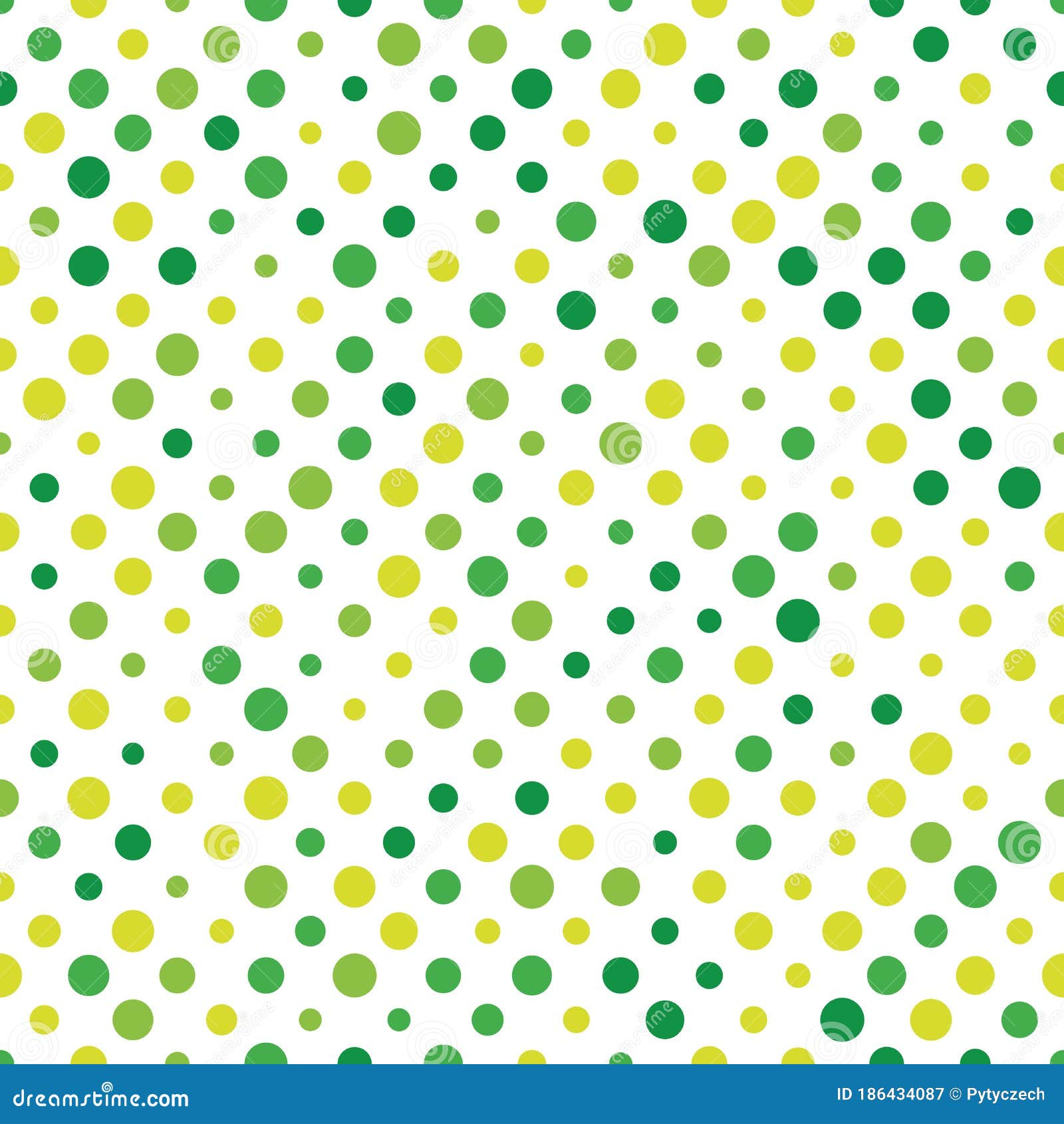 Seamless Polka Dot Pattern. Green Dots in Random Sizes on White ...