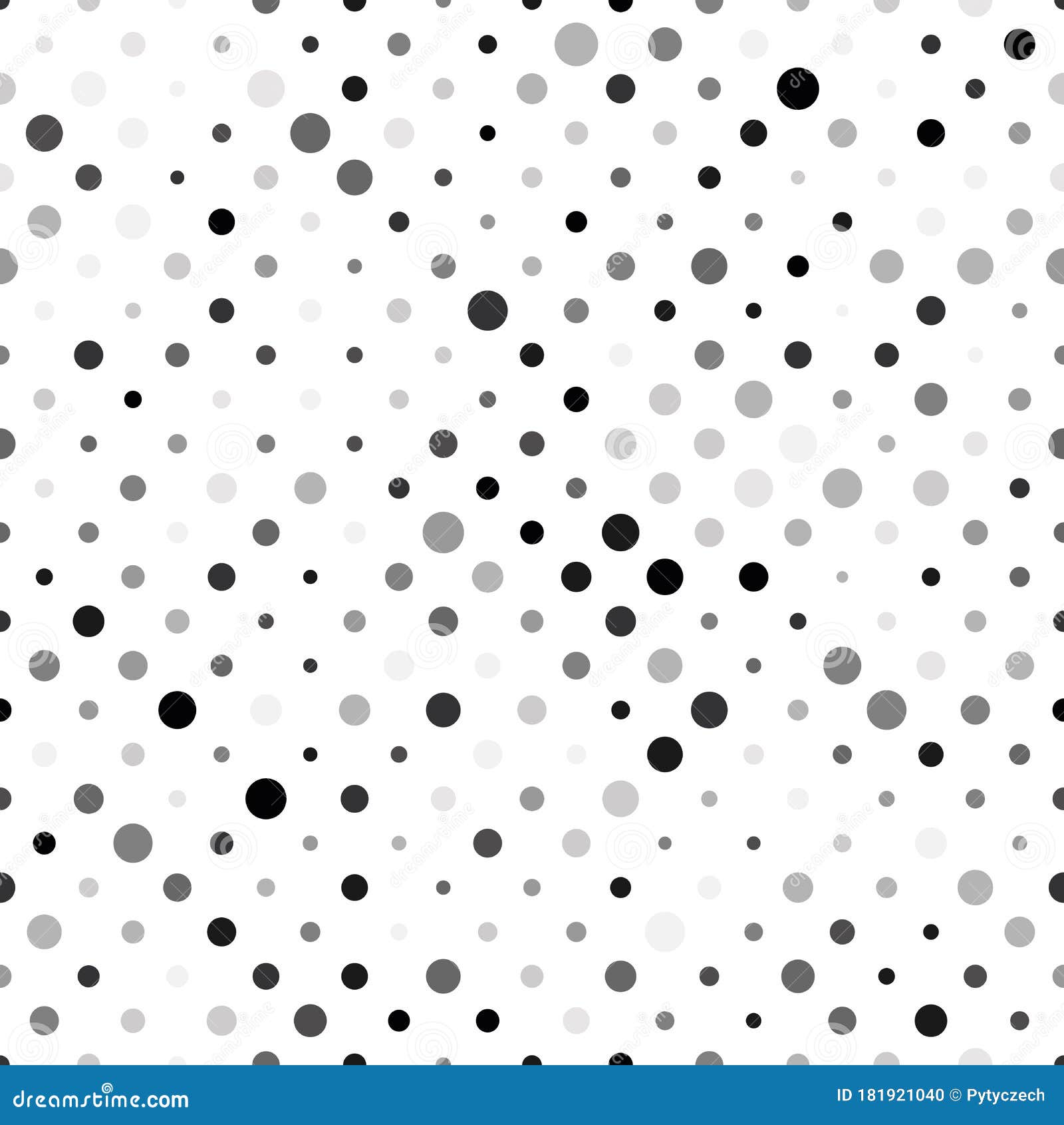 Seamless Polka Dot Pattern. Grey Dots in Random Sizes on White