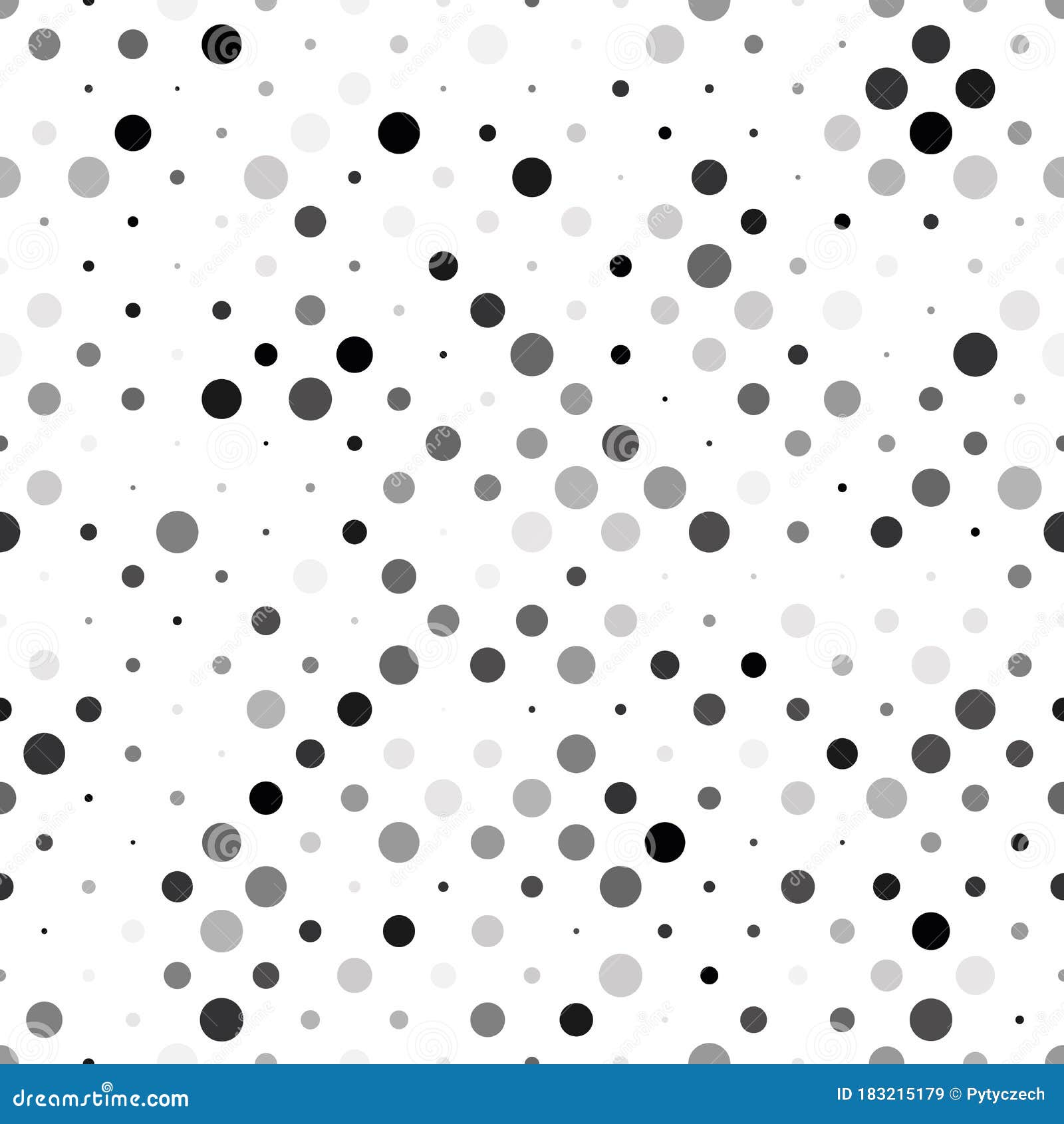 Seamless Polka Dot Pattern. Grey Dots in Random Sizes on White