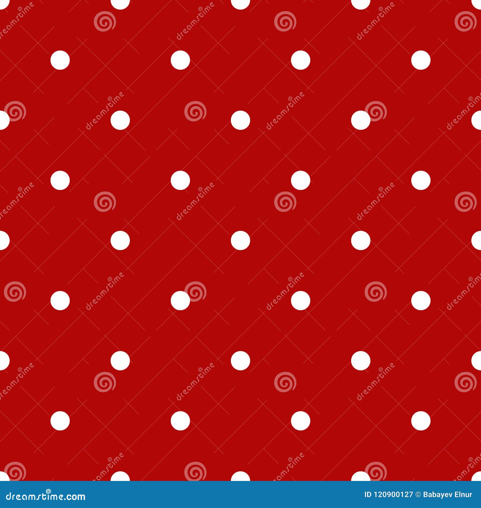 Seamless Polka Dot Pattern. White Dots on Red Background. Vector Illustration. Stock Vector