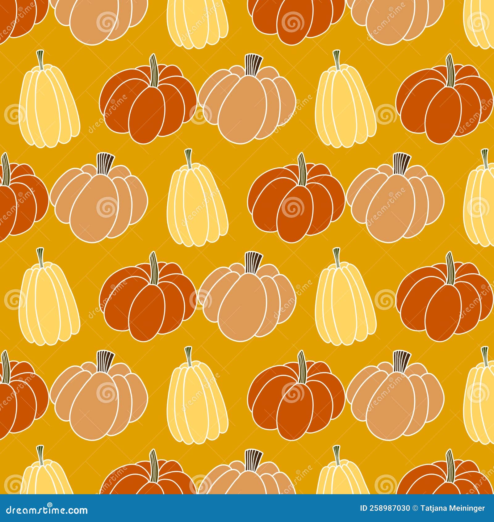 Seamless Pumpkin Pattern Illustration Hand Drawn, Colourful Background ...