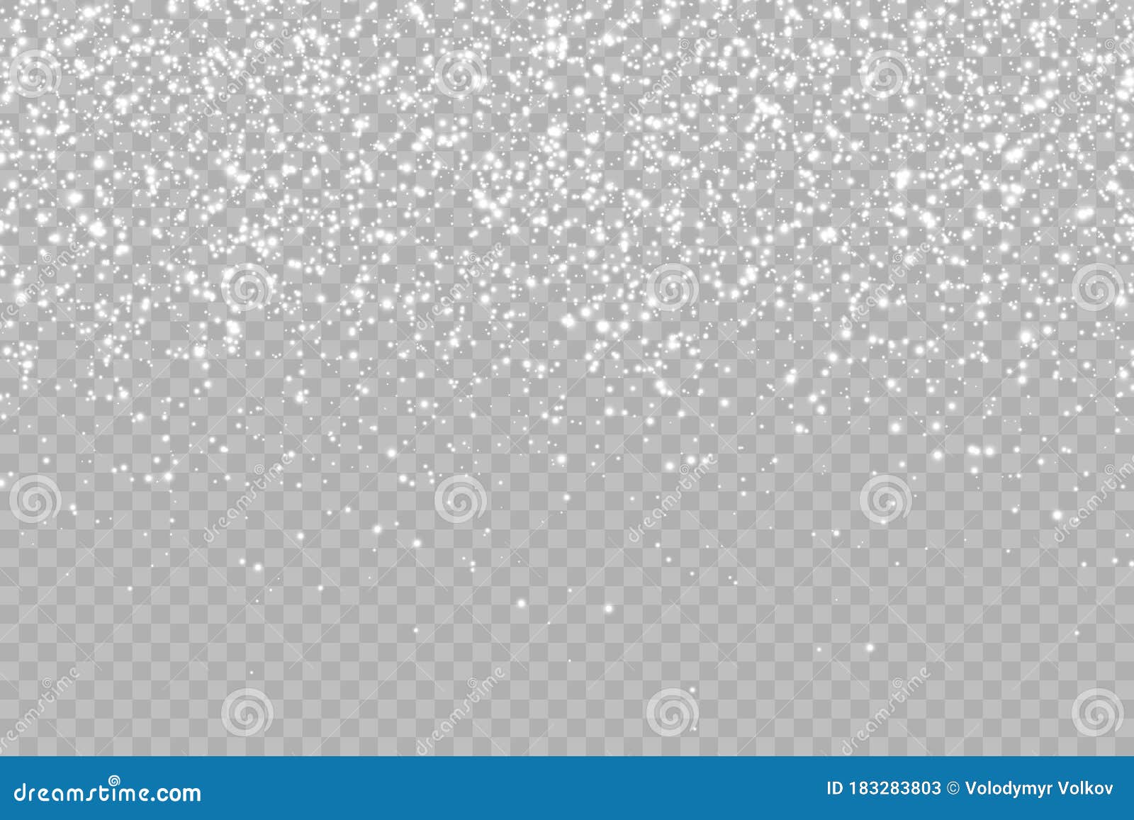 Snow png background. Realistic shine glitter snowfall background for  Christmas decoration isolated on transparent. Stock vector. Stock Vector