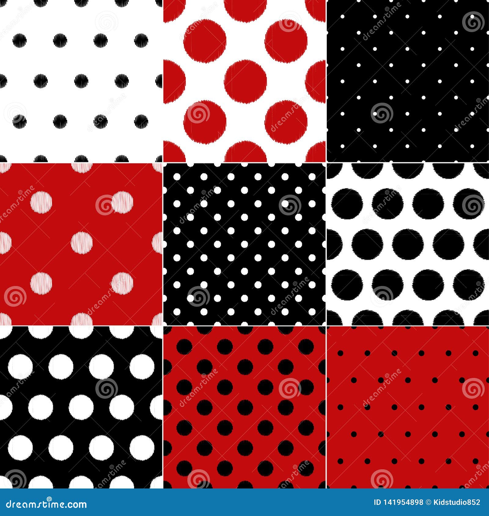 Seamless Red and Black Polka Dots Textile Background Pattern Design Stock  Vector - Illustration of damask, decoration: 141954898
