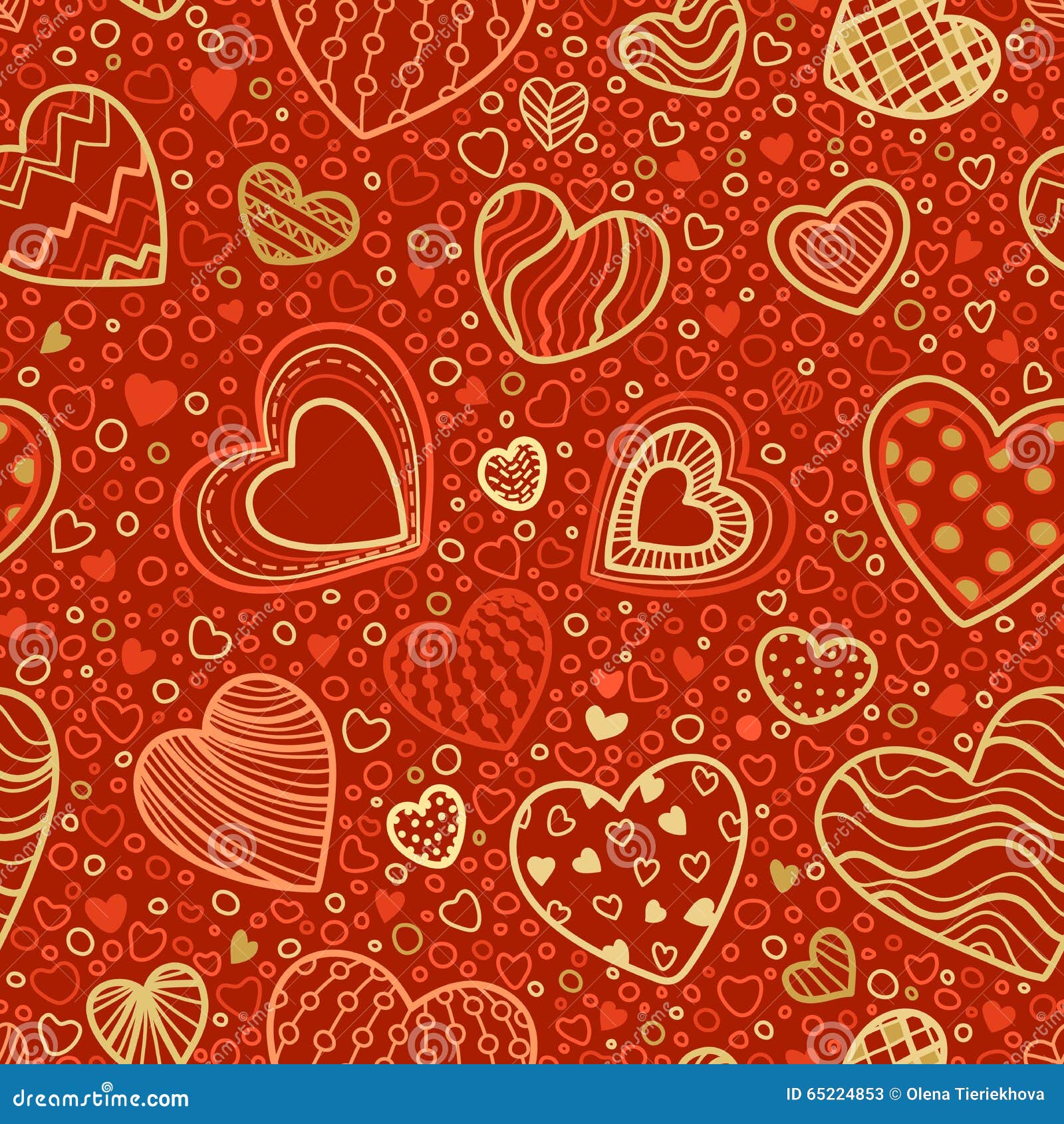 Seamless Red and Gold Valentine S Pattern. Stock Vector Illustration